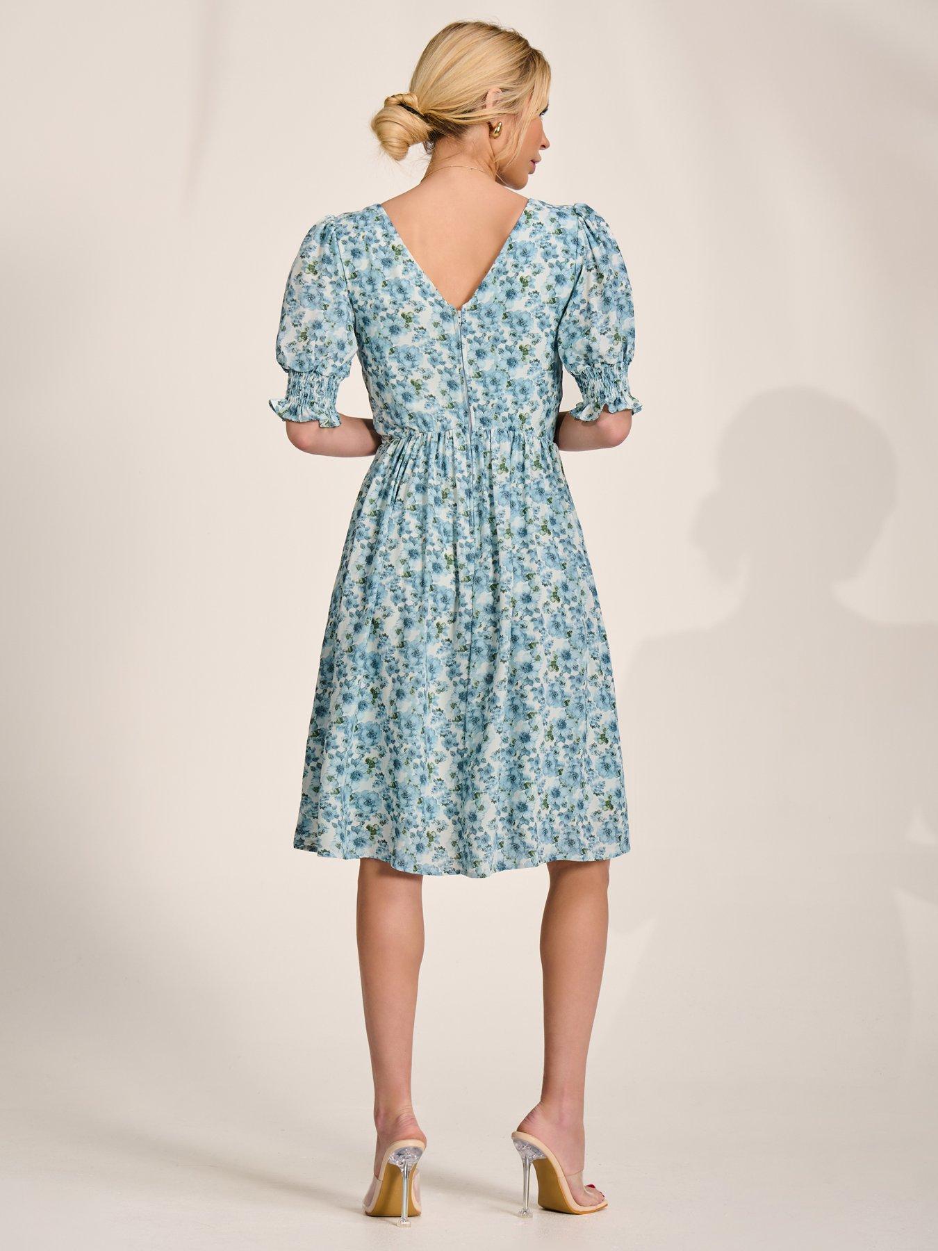 Image 2 of 7 of Jolie Moi Puff Sleeve Midi Dress