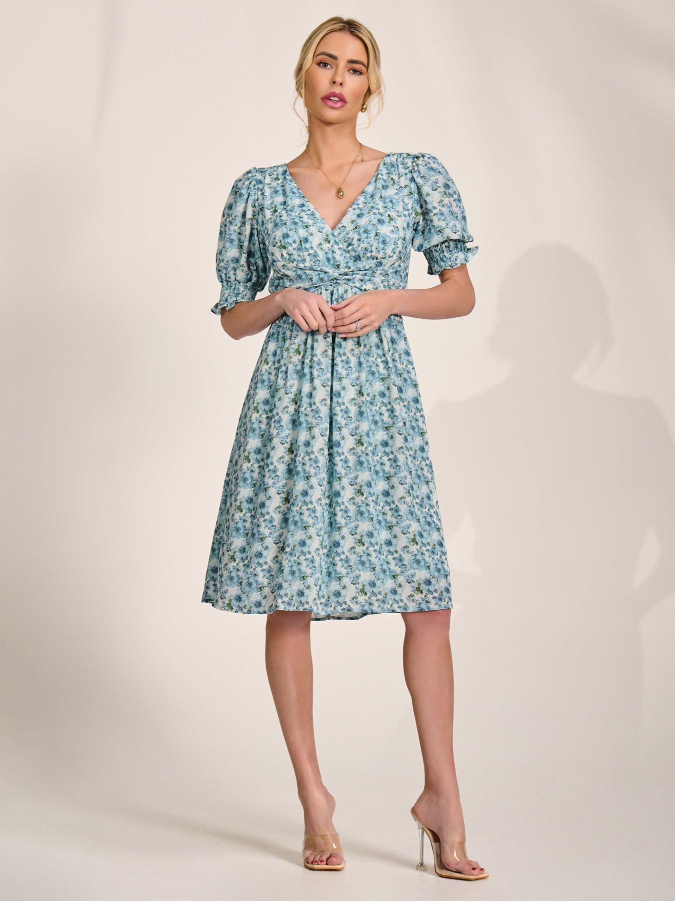 Image 3 of 7 of Jolie Moi Puff Sleeve Midi Dress