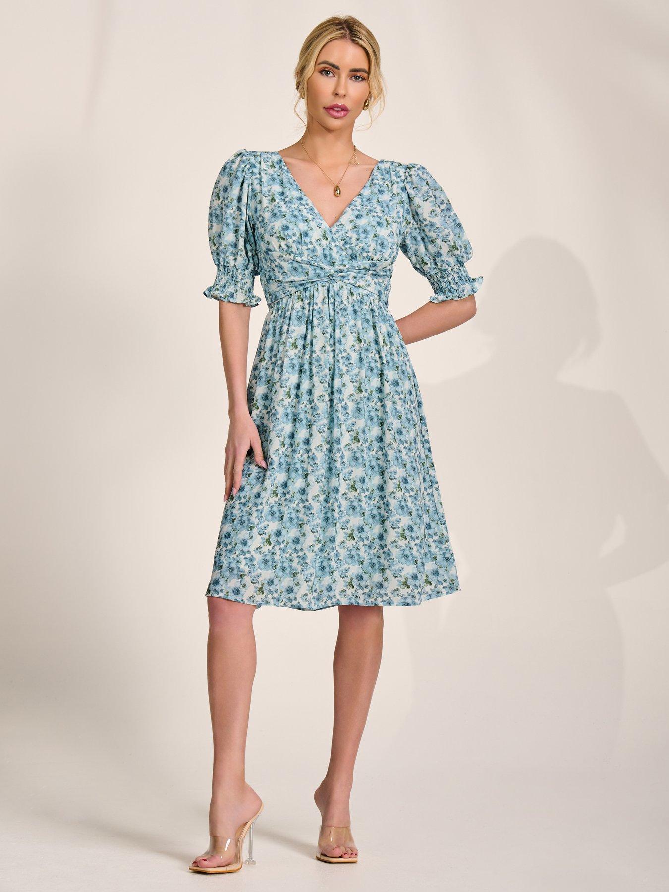 Image 5 of 7 of Jolie Moi Puff Sleeve Midi Dress