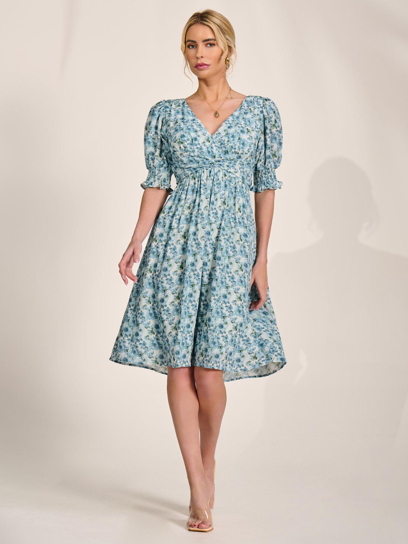 Image 7 of 7 of Jolie Moi Puff Sleeve Midi Dress