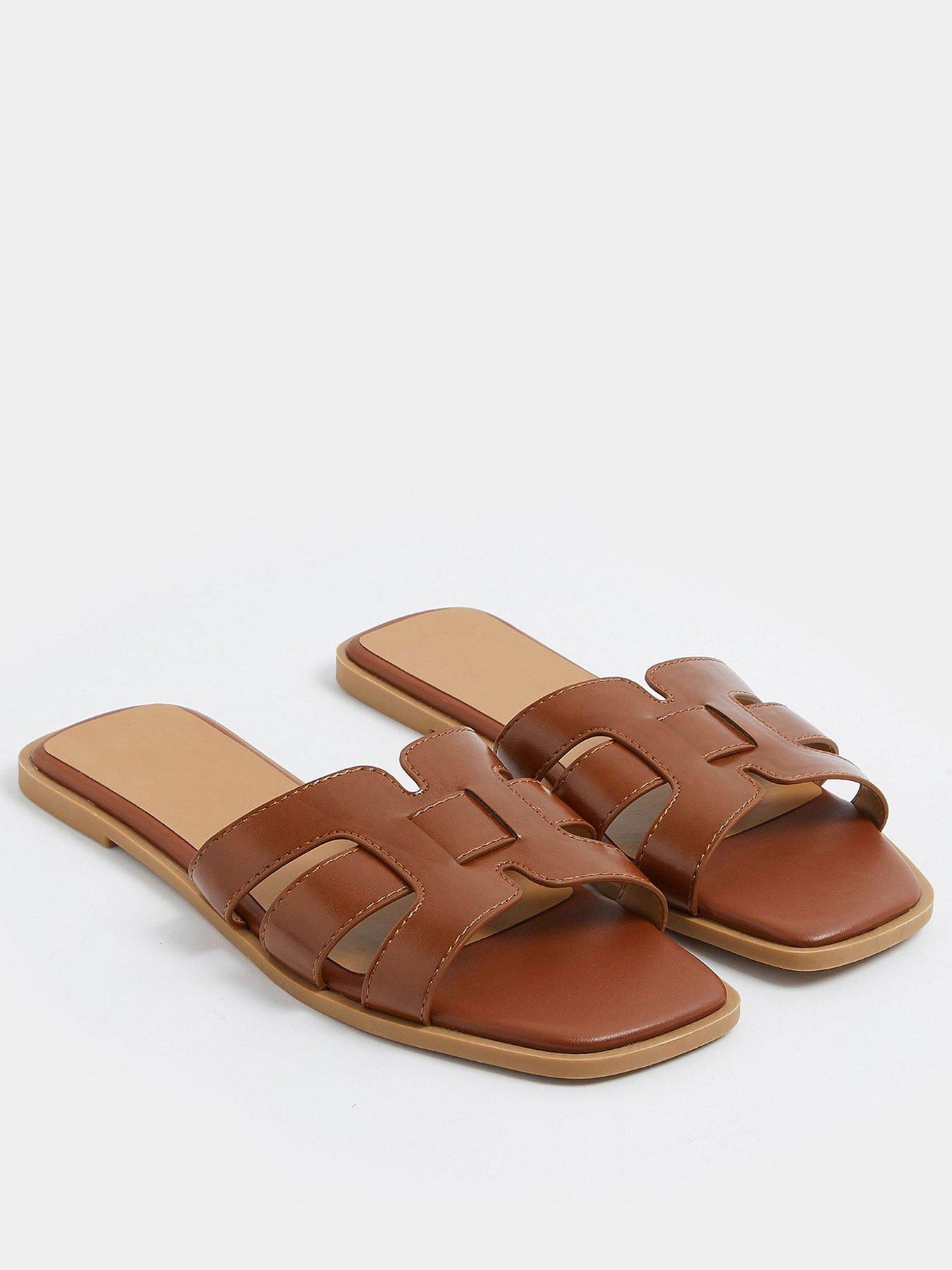 yours-wide-fit-cut-out-mule-sandal-brownstillFront