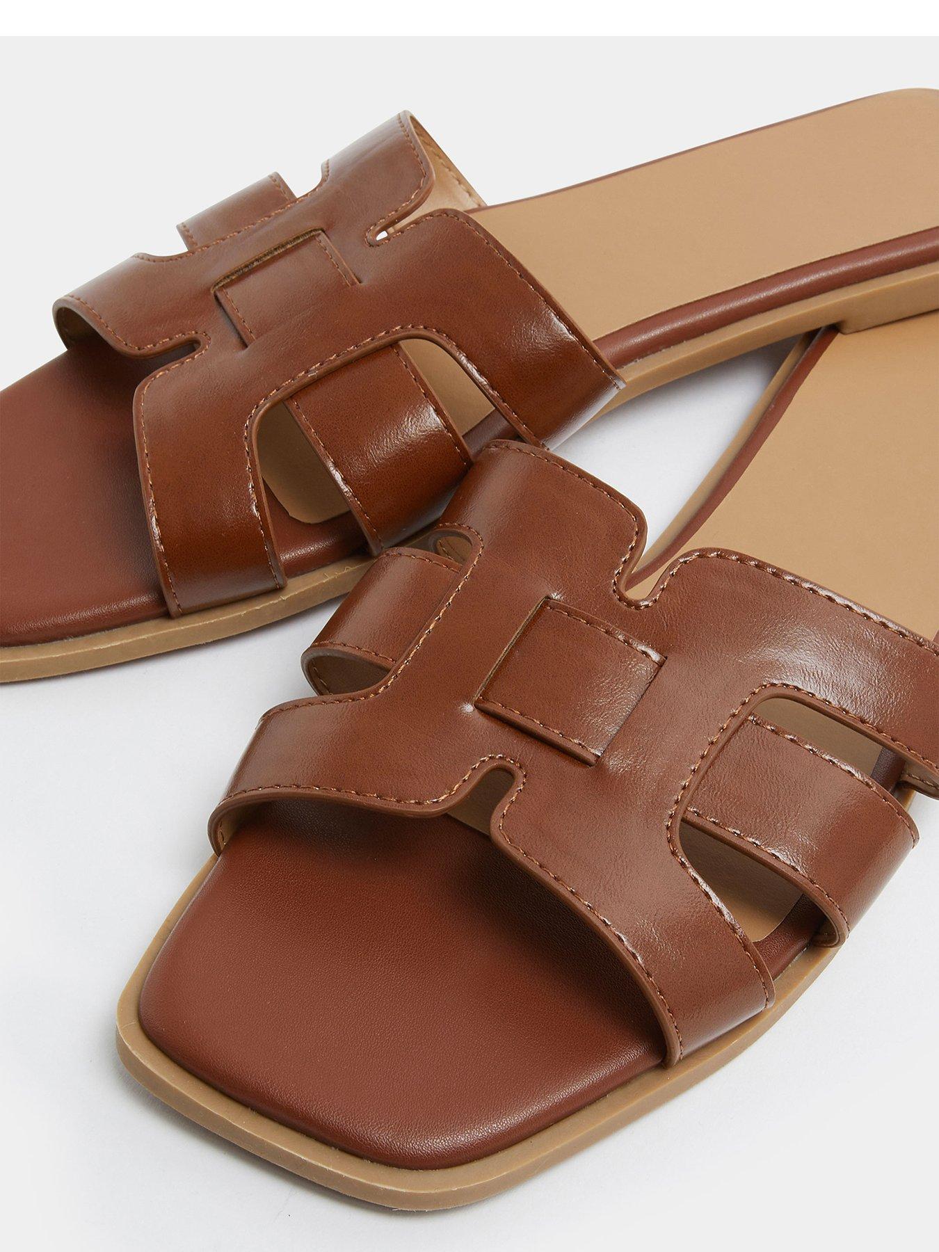 yours-wide-fit-cut-out-mule-sandal-brownoutfit