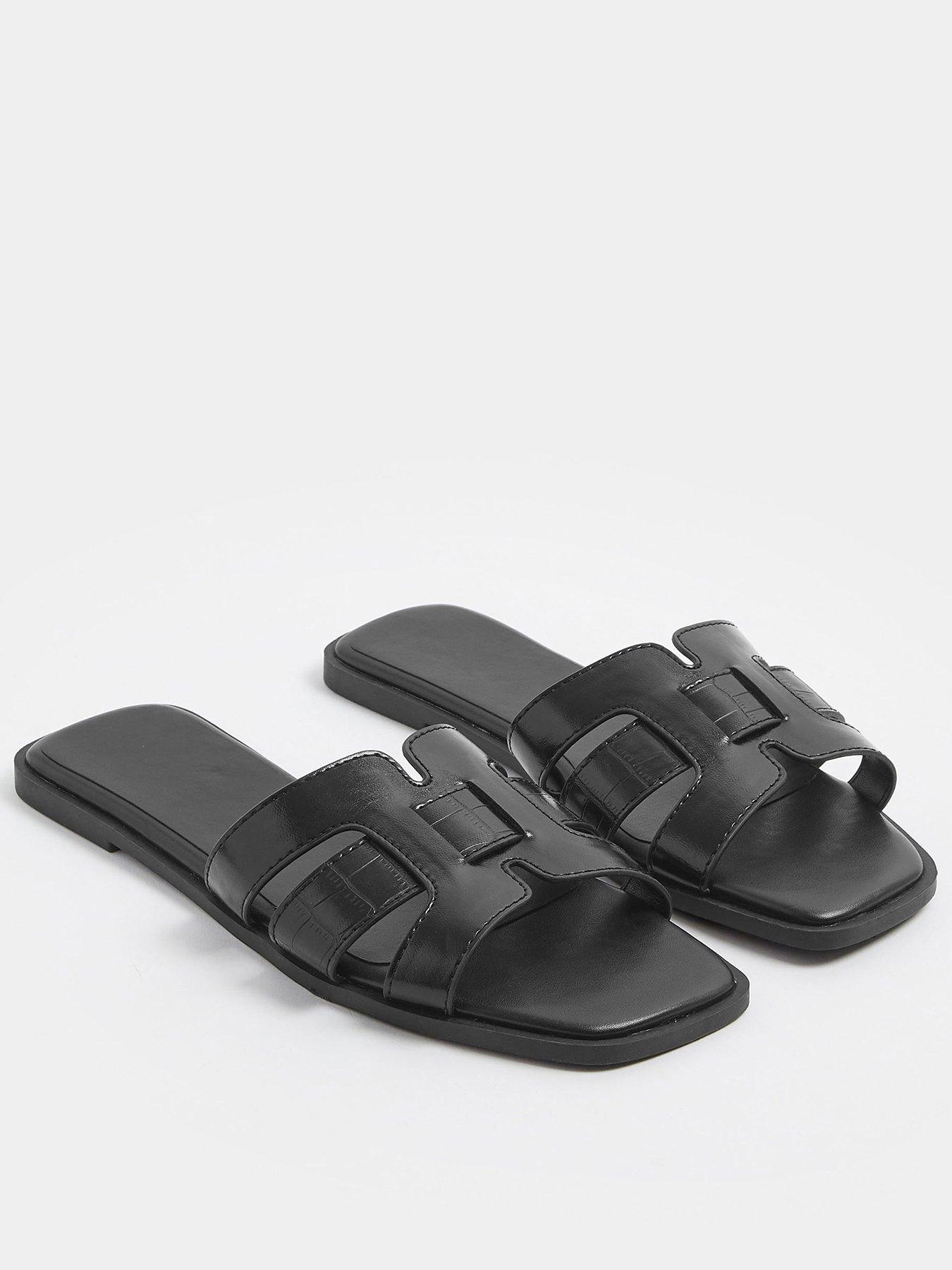 yours-wide-fit-cut-out-mule-sandal-blackfront