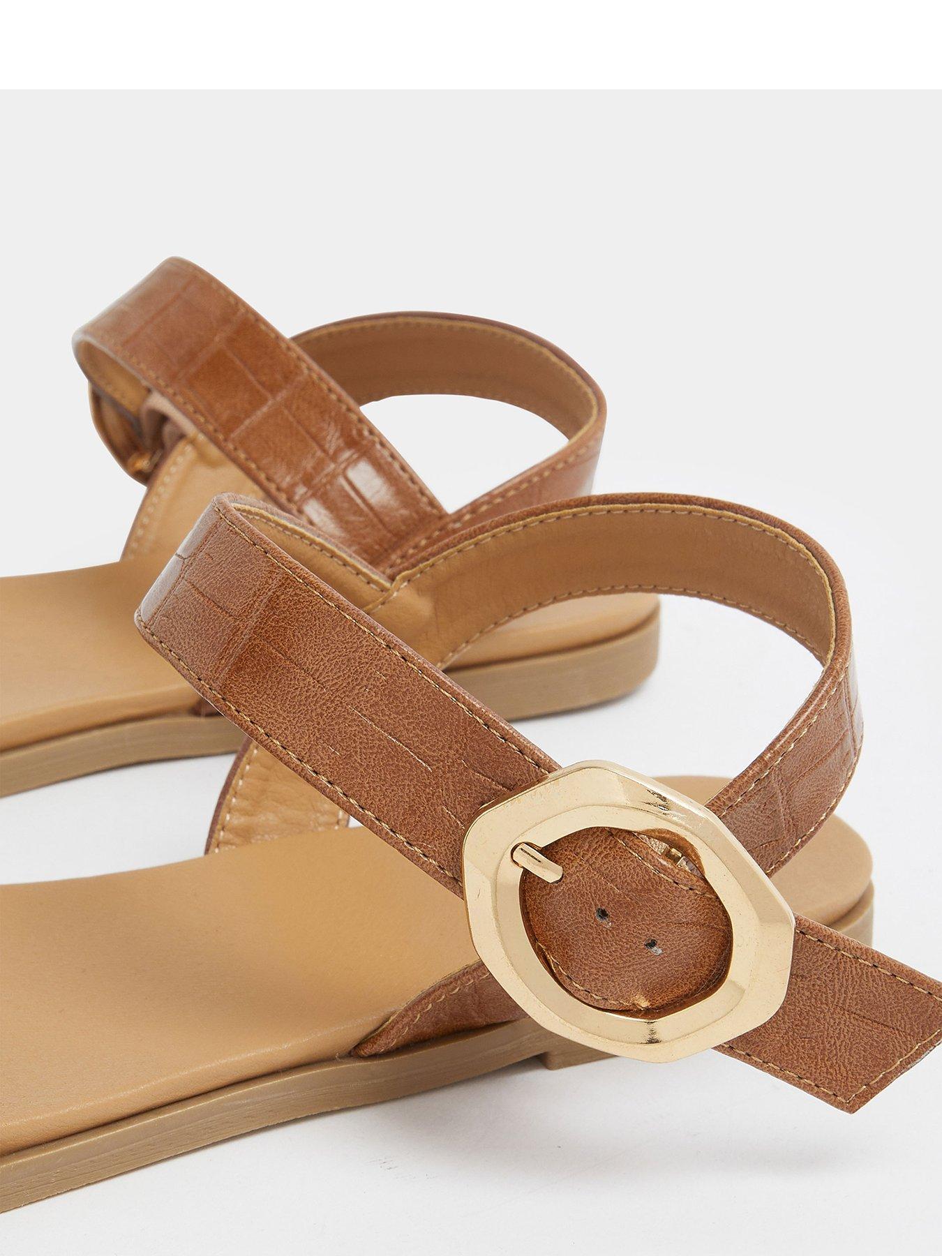 yours-extra-wide-fit-2-part-brushed-buckle-sandals-brownoutfit