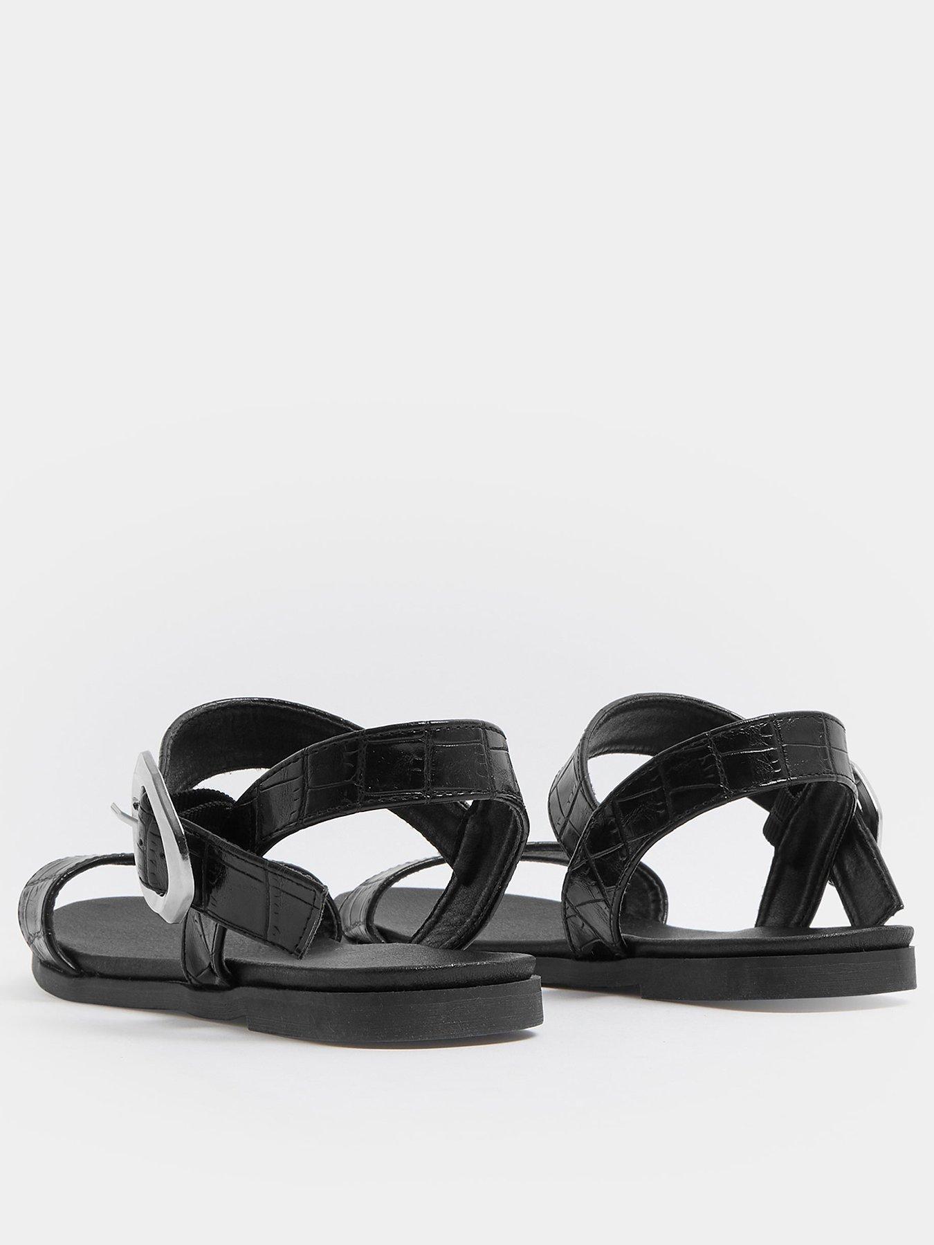 yours-wide-fit-2-part-brushed-buckle-sandal-blackback