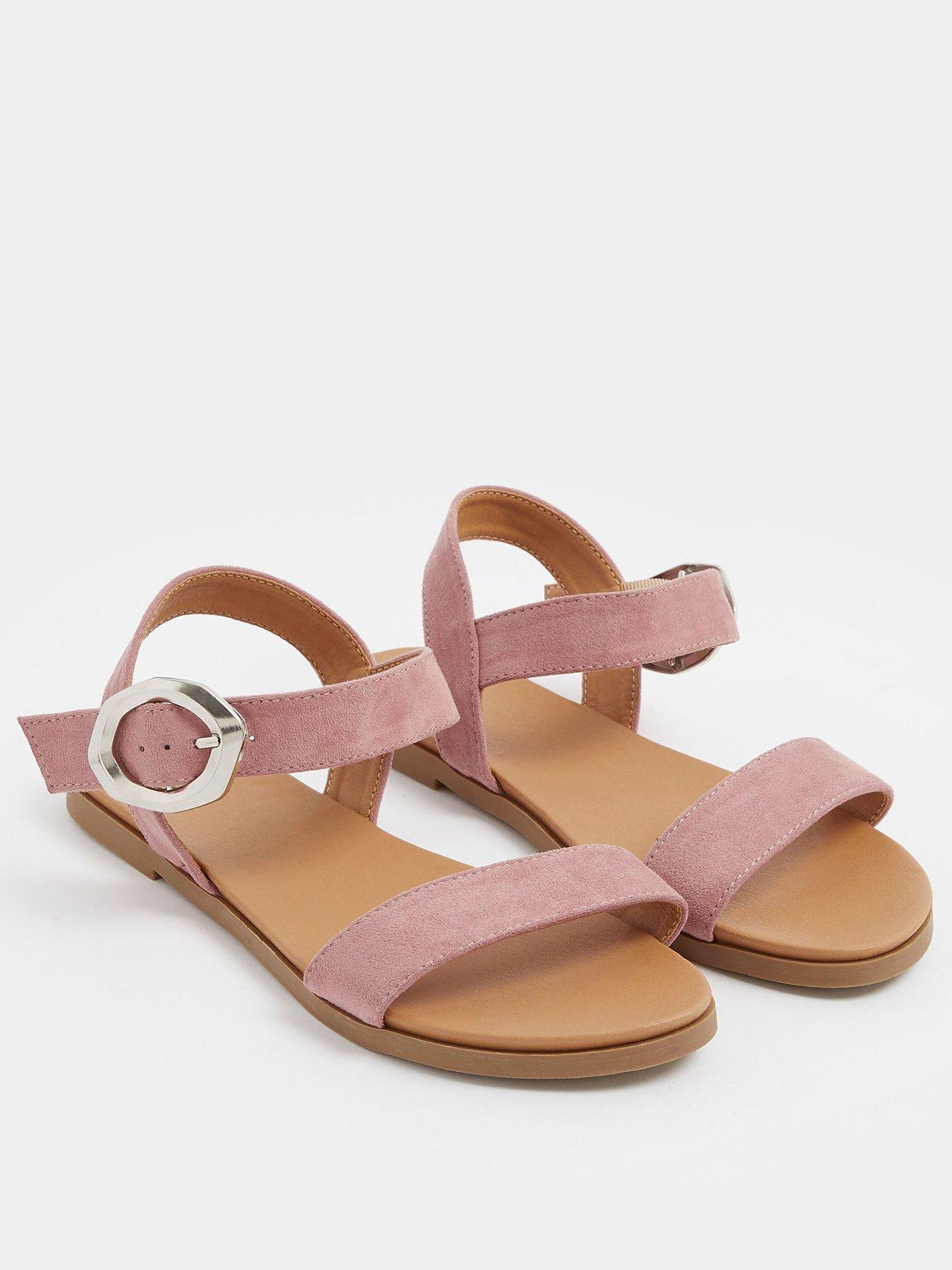 Image 2 of 4 of Yours Extra Wide Fit 2 Part Brushed Buckle Sandals - Pink