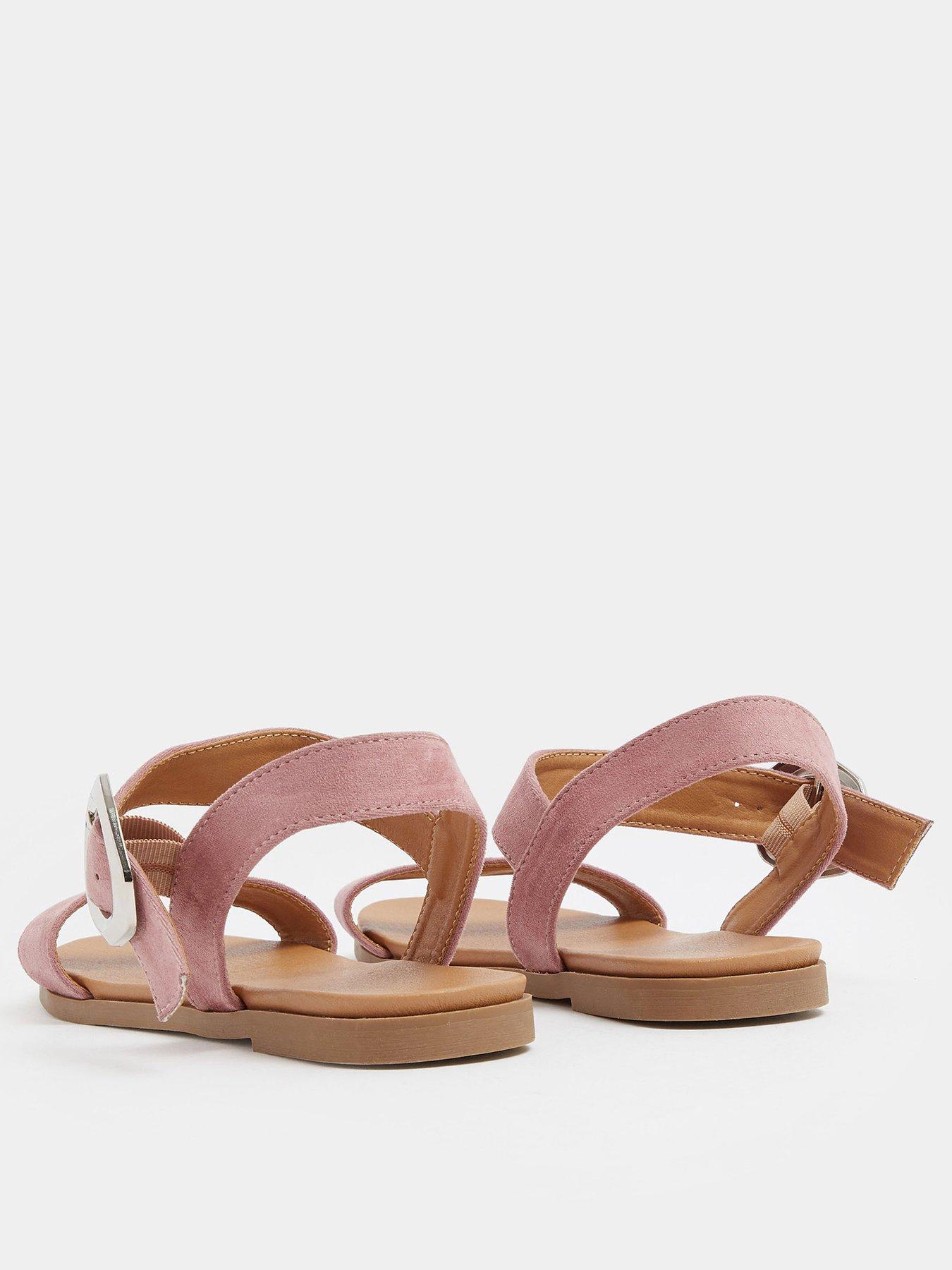 Image 3 of 4 of Yours Extra Wide Fit 2 Part Brushed Buckle Sandals - Pink