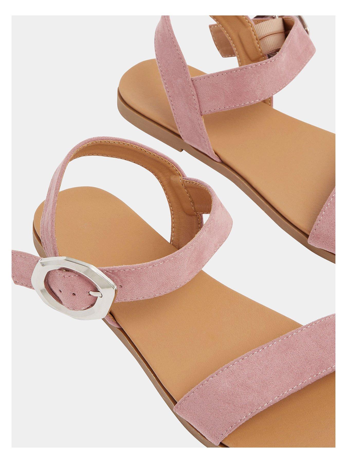 Image 4 of 4 of Yours Extra Wide Fit 2 Part Brushed Buckle Sandals - Pink