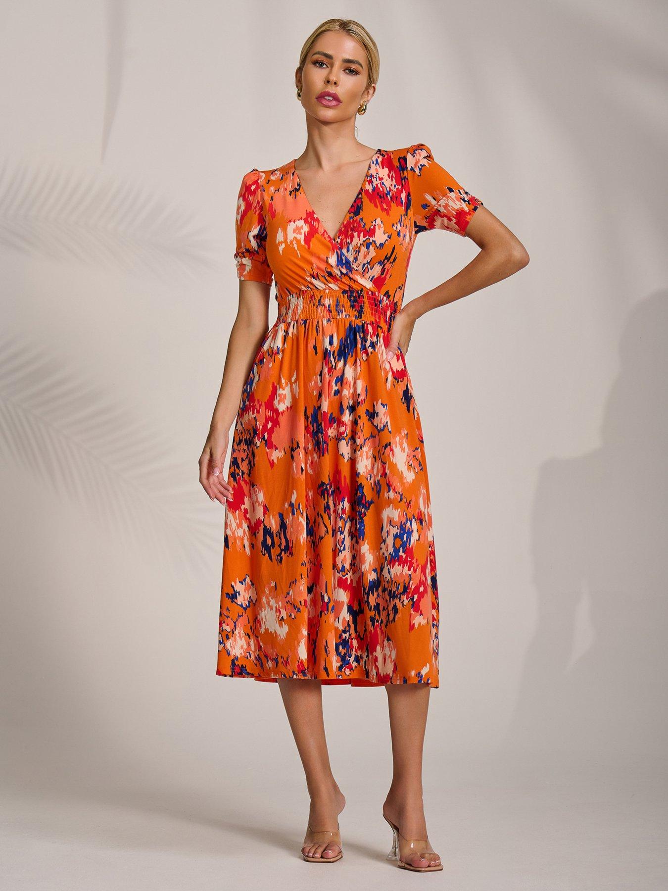 Jolie Moi Short Sleeve Printed Jersey Midi Dress
