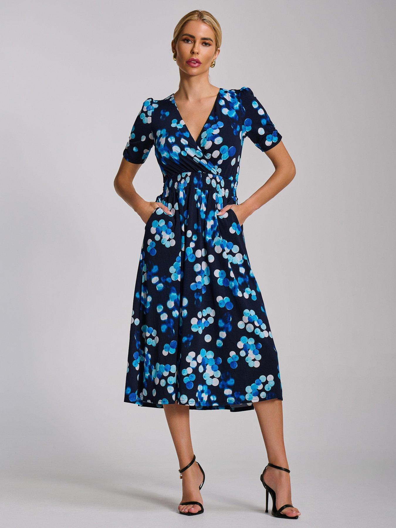 Jolie Moi Short Sleeve Printed Jersey Midi Dress