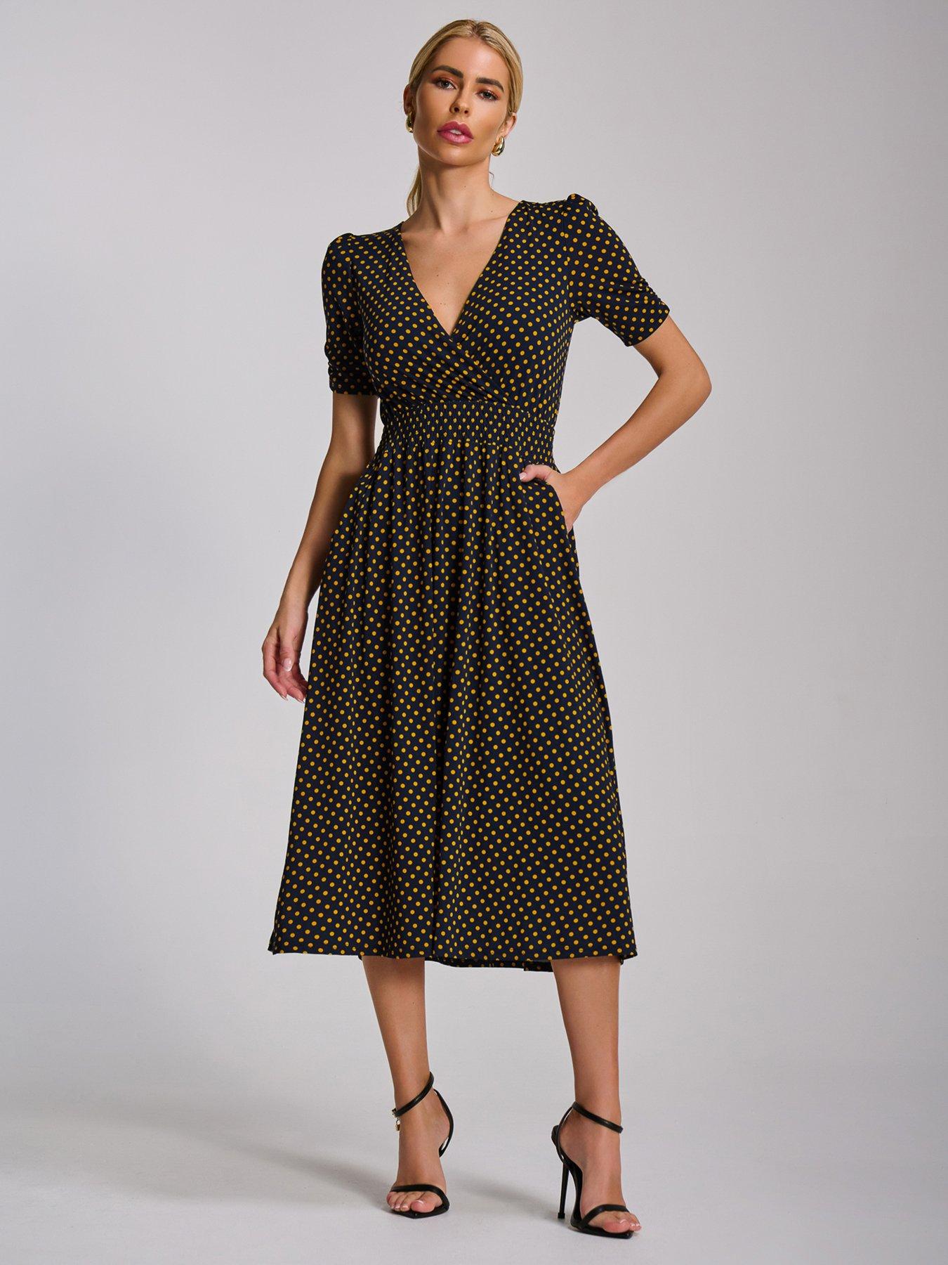 jolie-moi-short-sleeve-printed-jersey-midi-dress