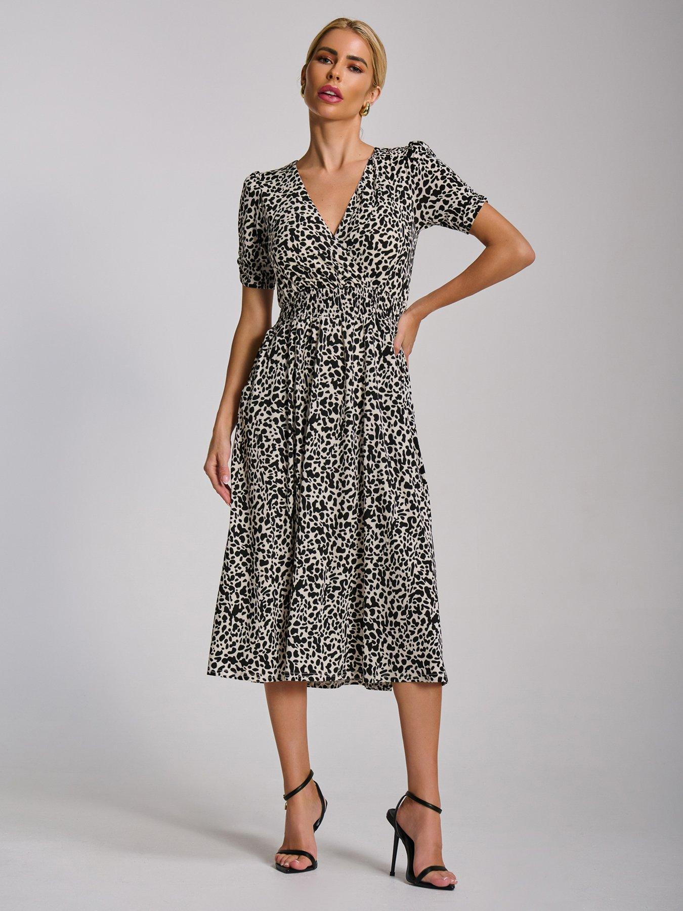 jolie-moi-short-sleeve-printed-jersey-midi-dress