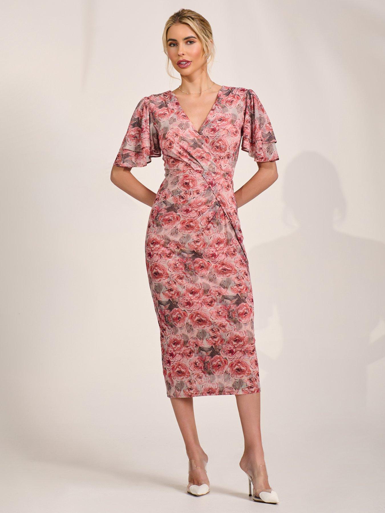 chinese dress ladies Janna Floral Plunge Midi Dress