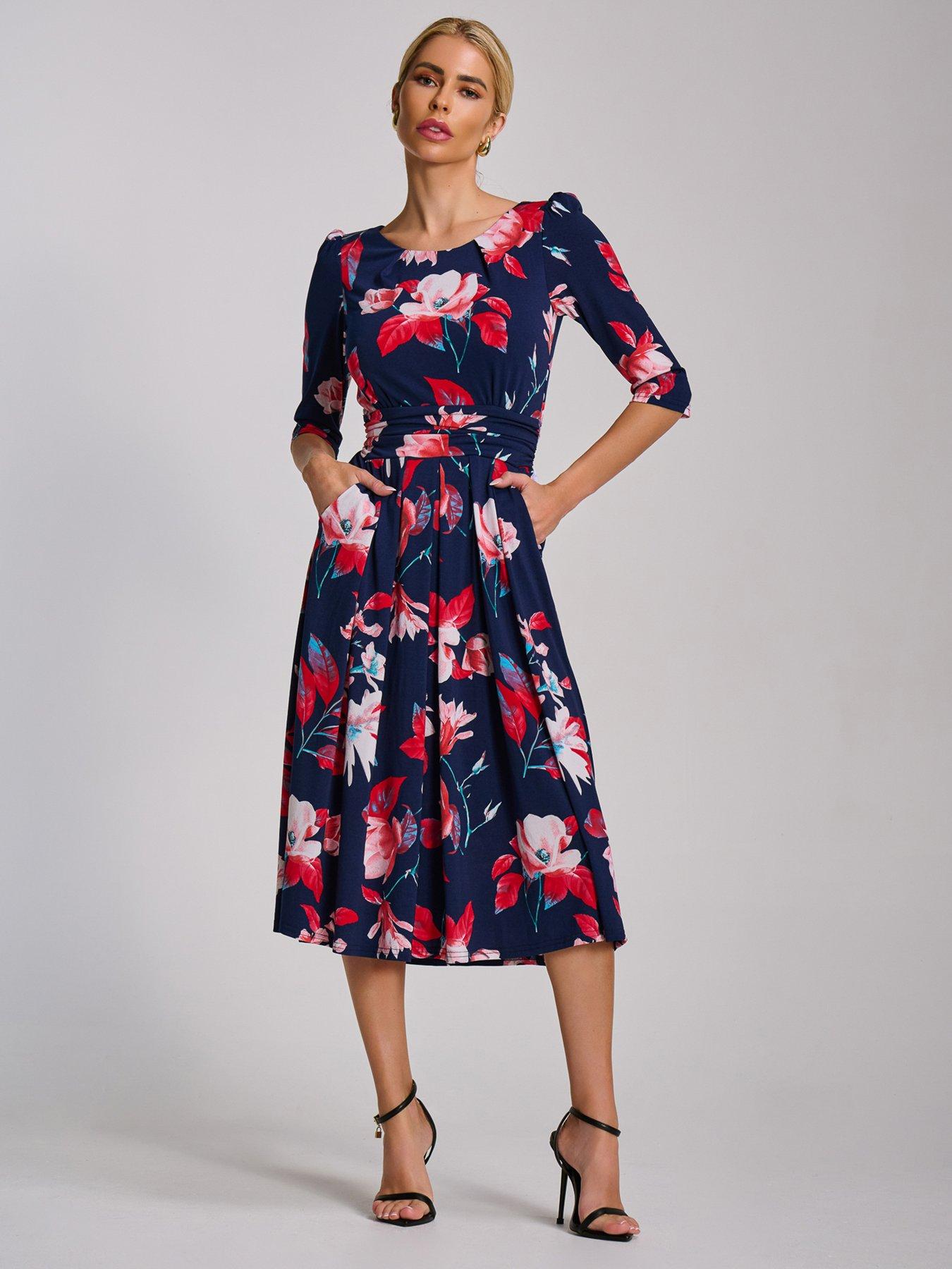 jolie-moi-34-sleeve-printed-jersey-midi-dress-navyfront