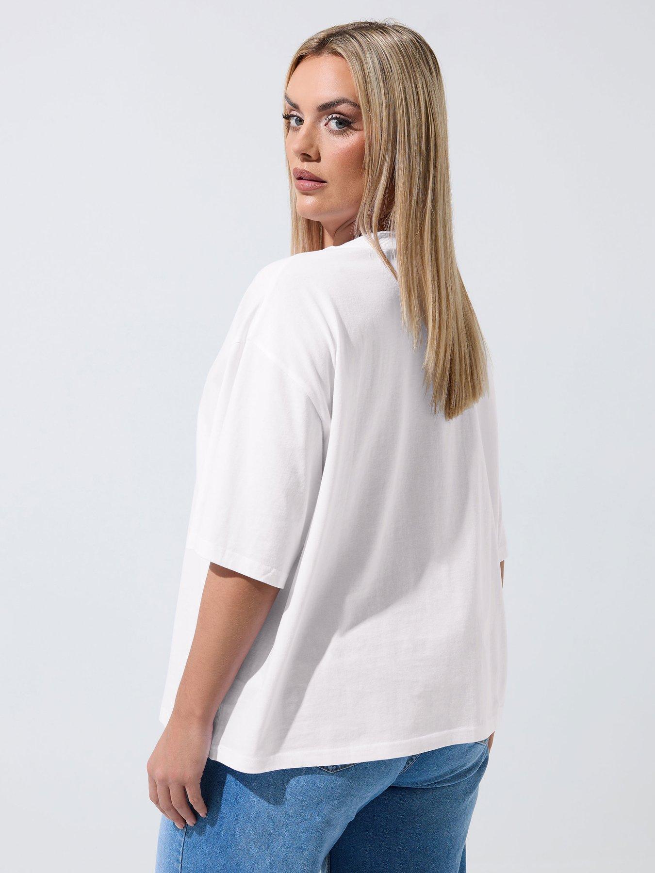 Image 2 of 5 of Yours Curve Drink Print T-Shirt - White