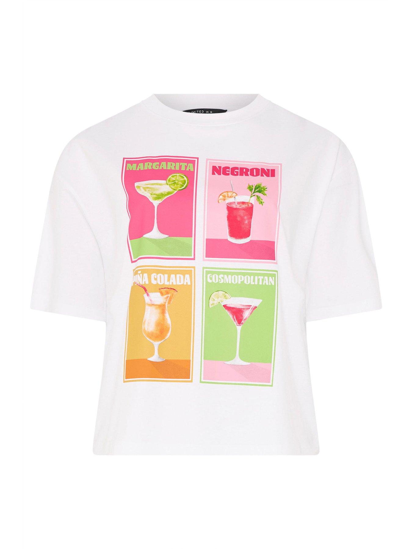 Image 5 of 5 of Yours Curve Drink Print T-Shirt - White