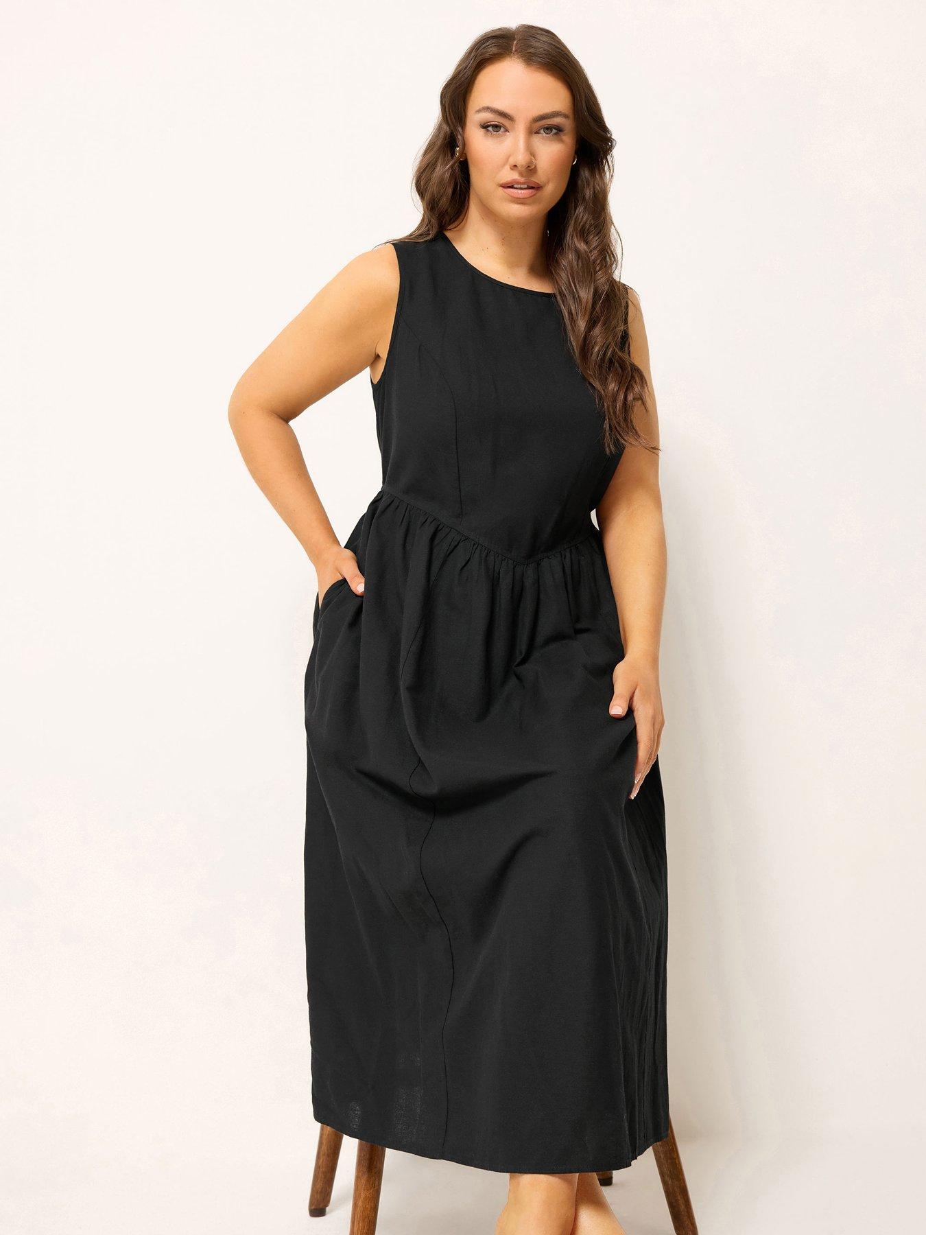 Yours Curve Linen V Waist Midaxi Dress