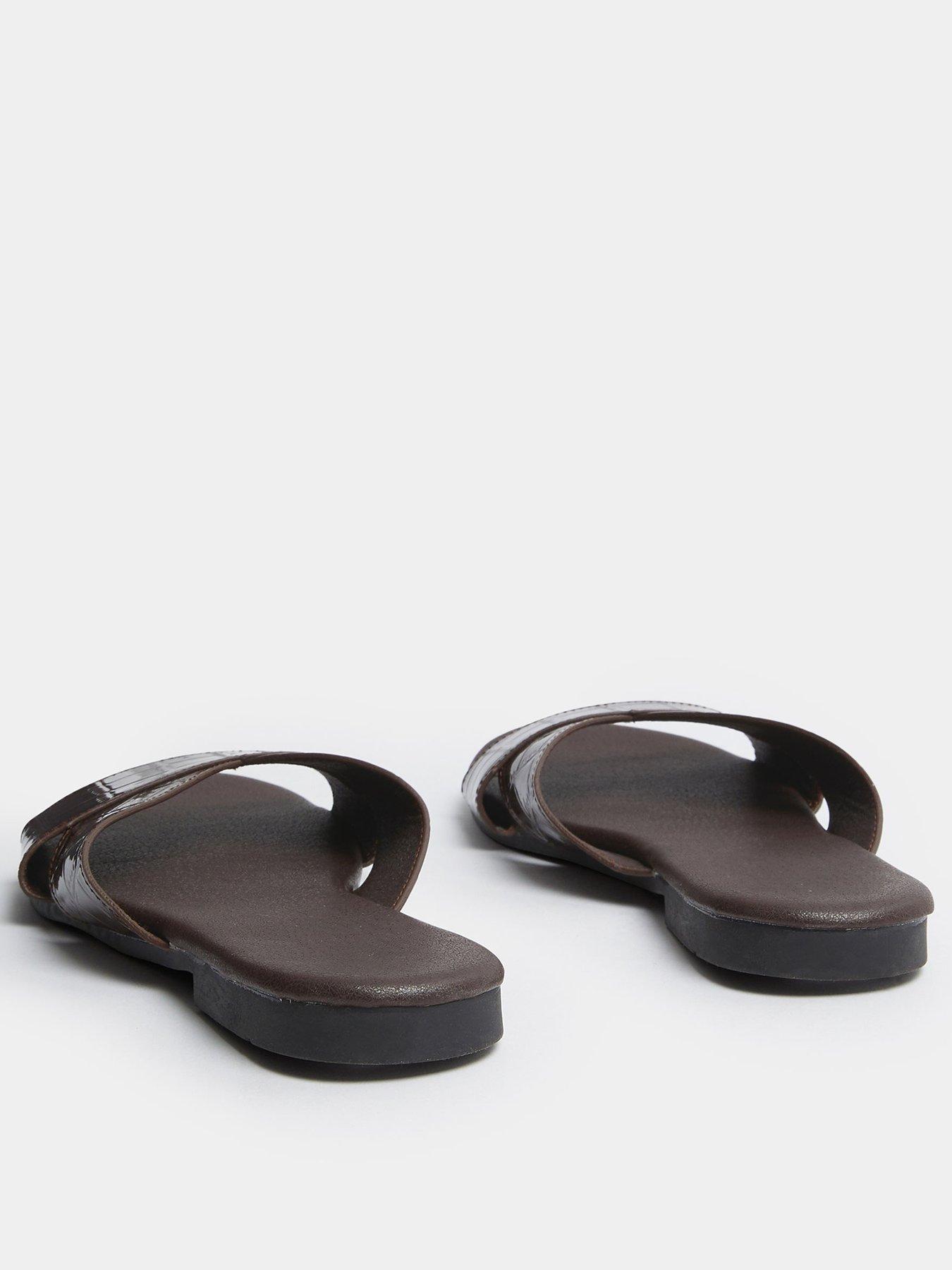 Image 3 of 4 of Yours Wide Fit V Cut Sandals - Brown