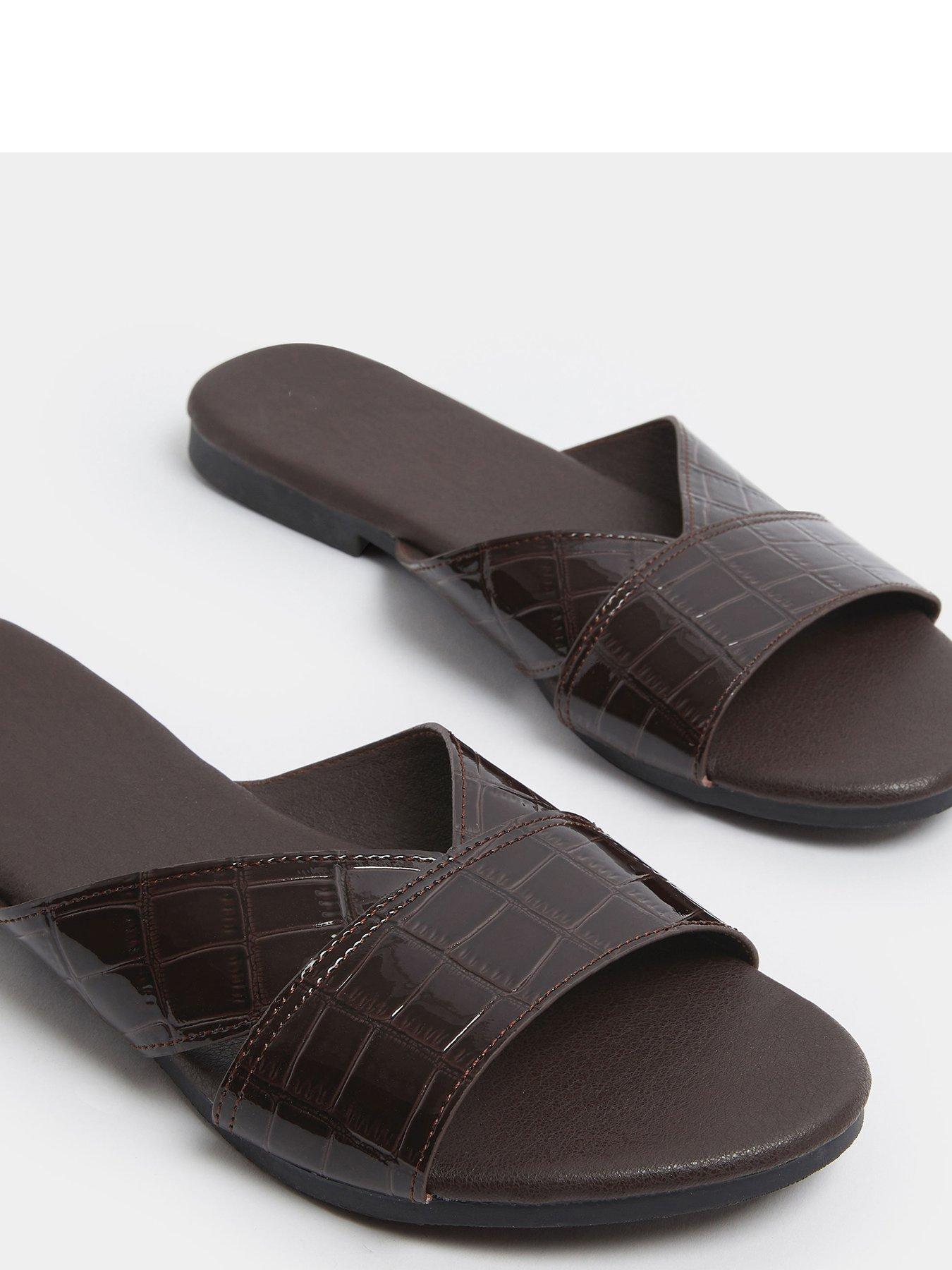 Image 4 of 4 of Yours Wide Fit V Cut Sandals - Brown