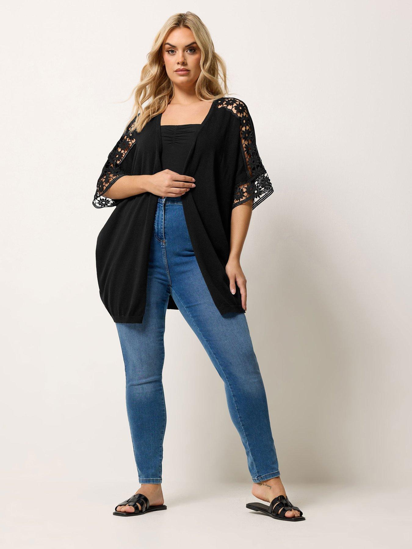 Image 3 of 5 of Yours Curve Crochet Sleeve Kimono