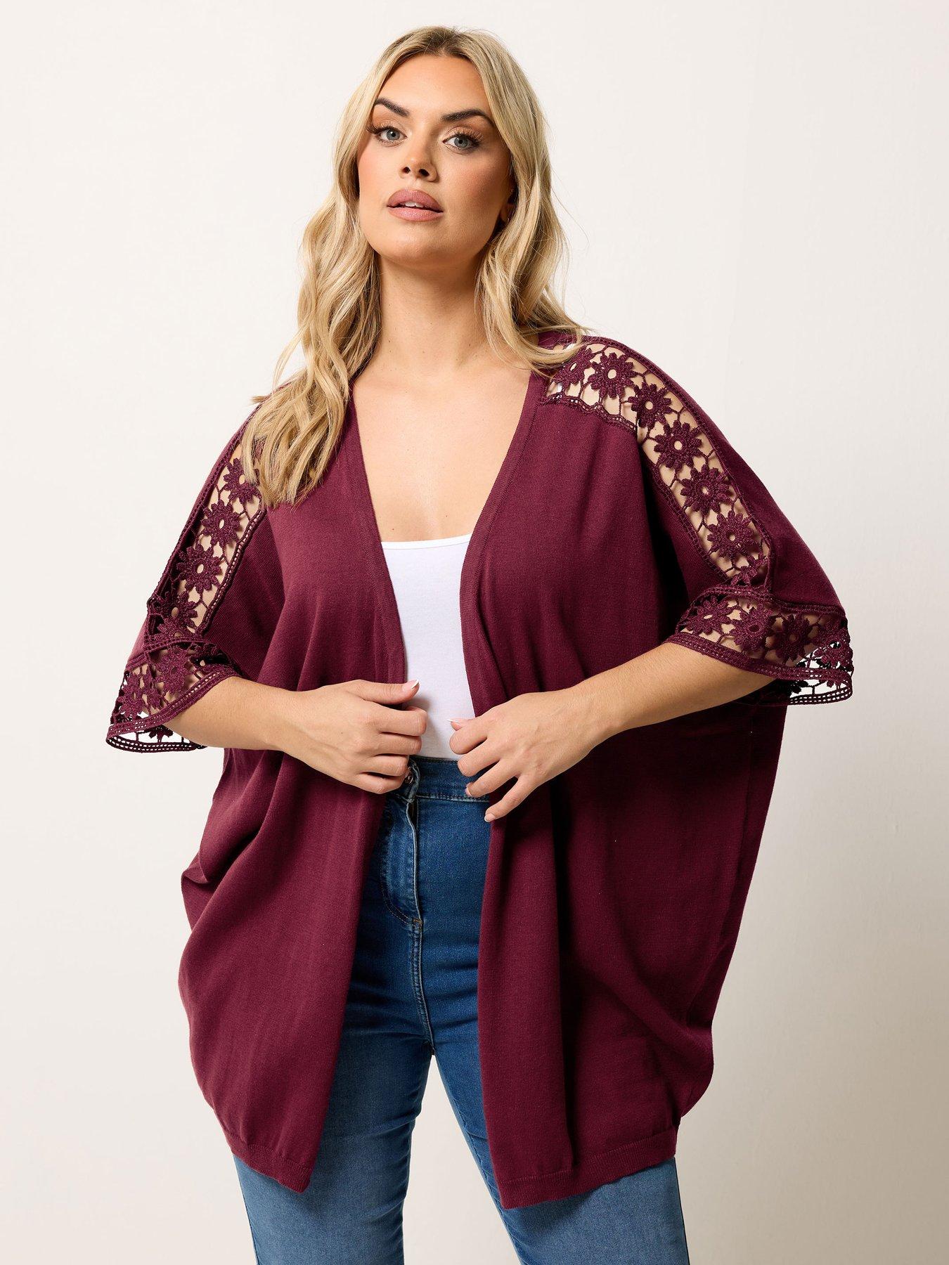 Image 1 of 5 of Yours Curve Crochet Sleeve Kimono