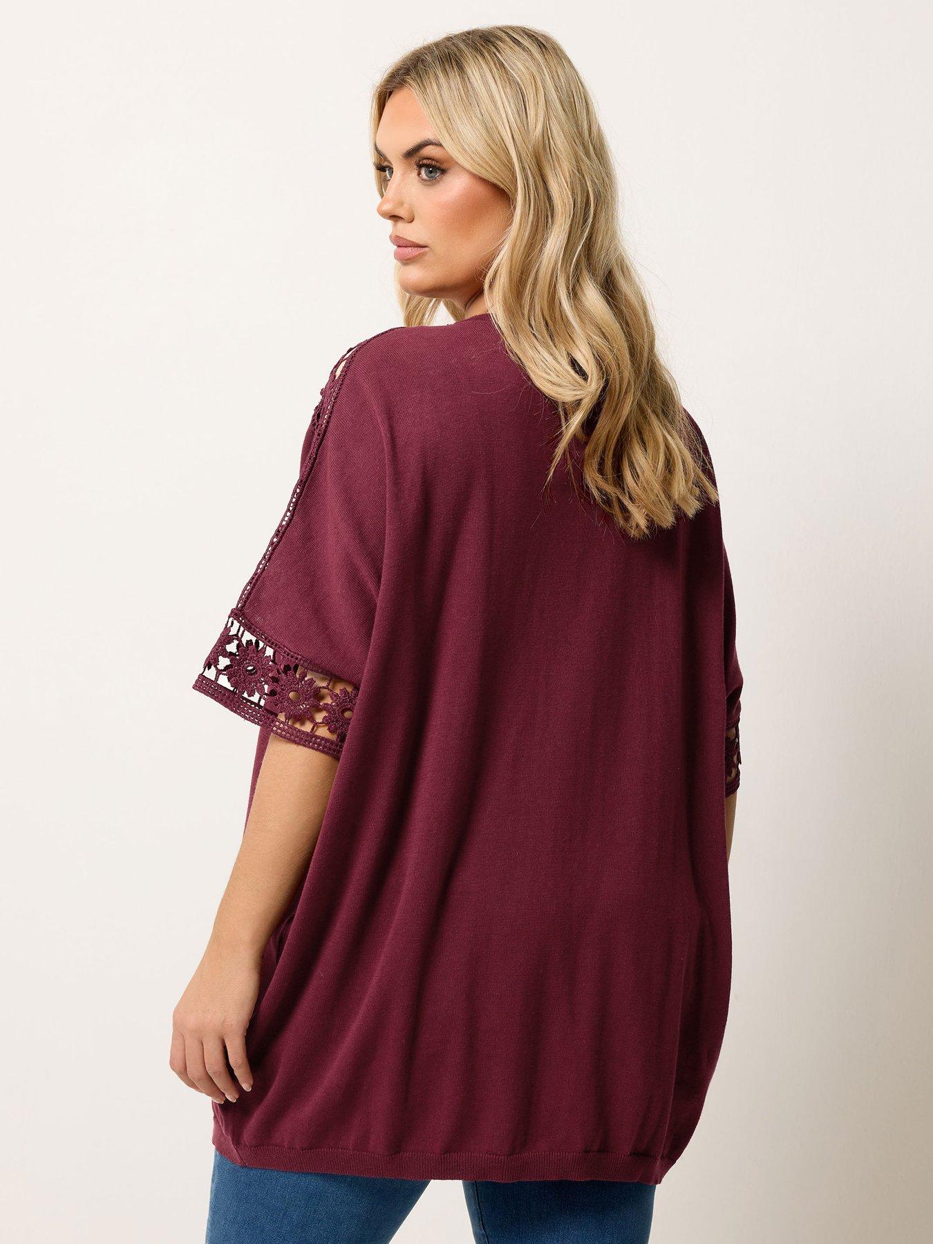 Image 2 of 5 of Yours Curve Crochet Sleeve Kimono