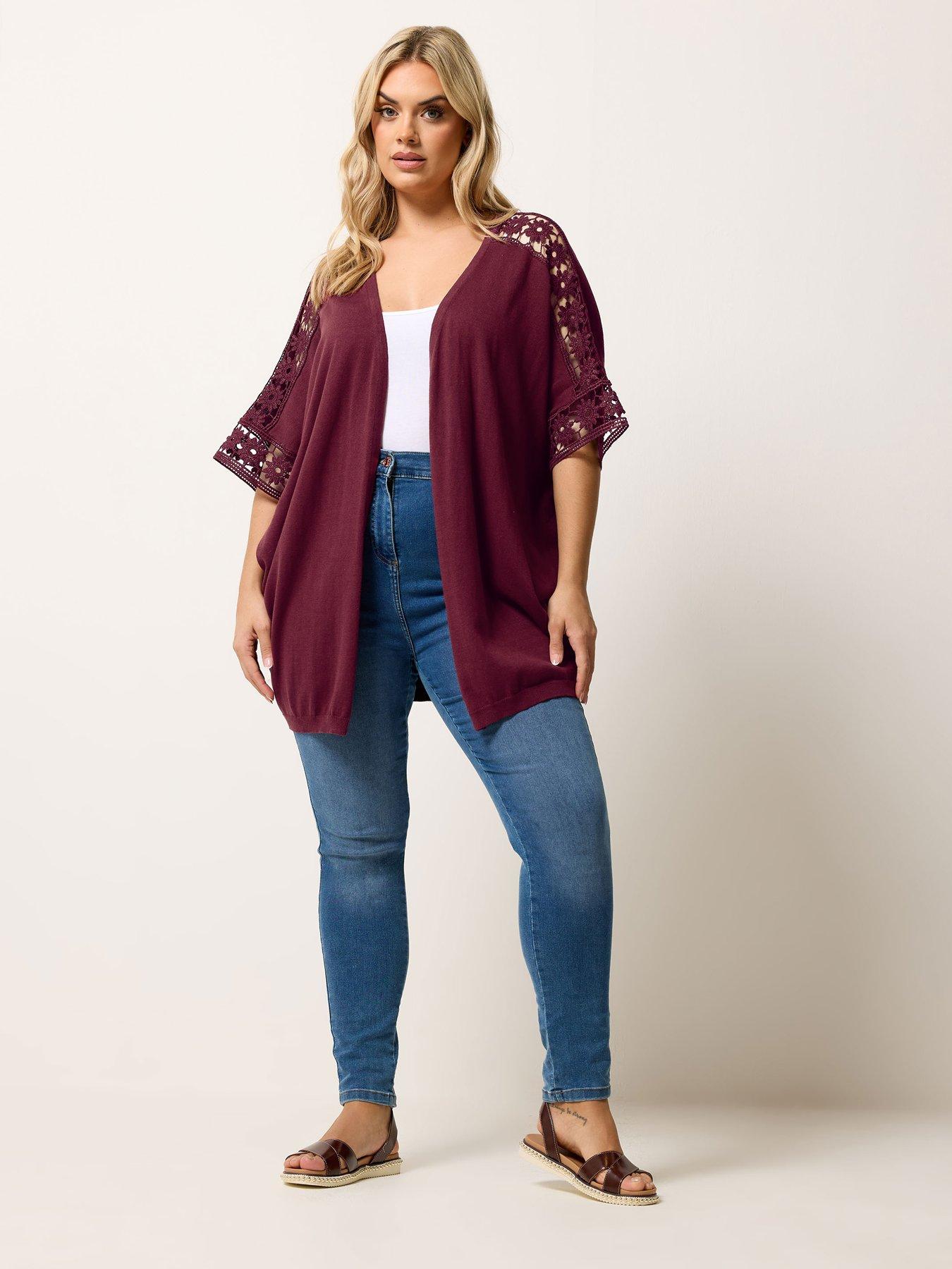 Image 3 of 5 of Yours Curve Crochet Sleeve Kimono