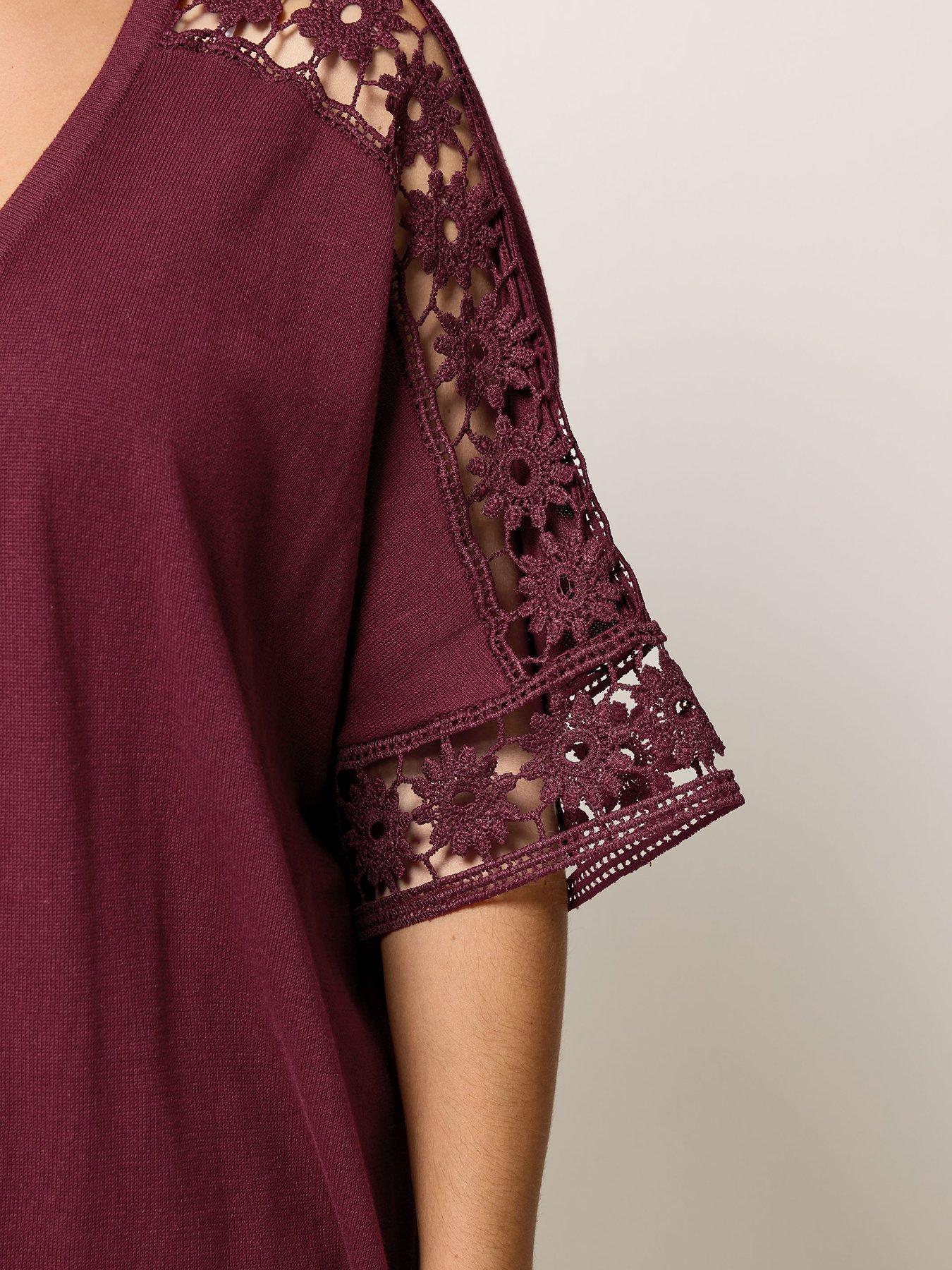 Image 4 of 5 of Yours Curve Crochet Sleeve Kimono