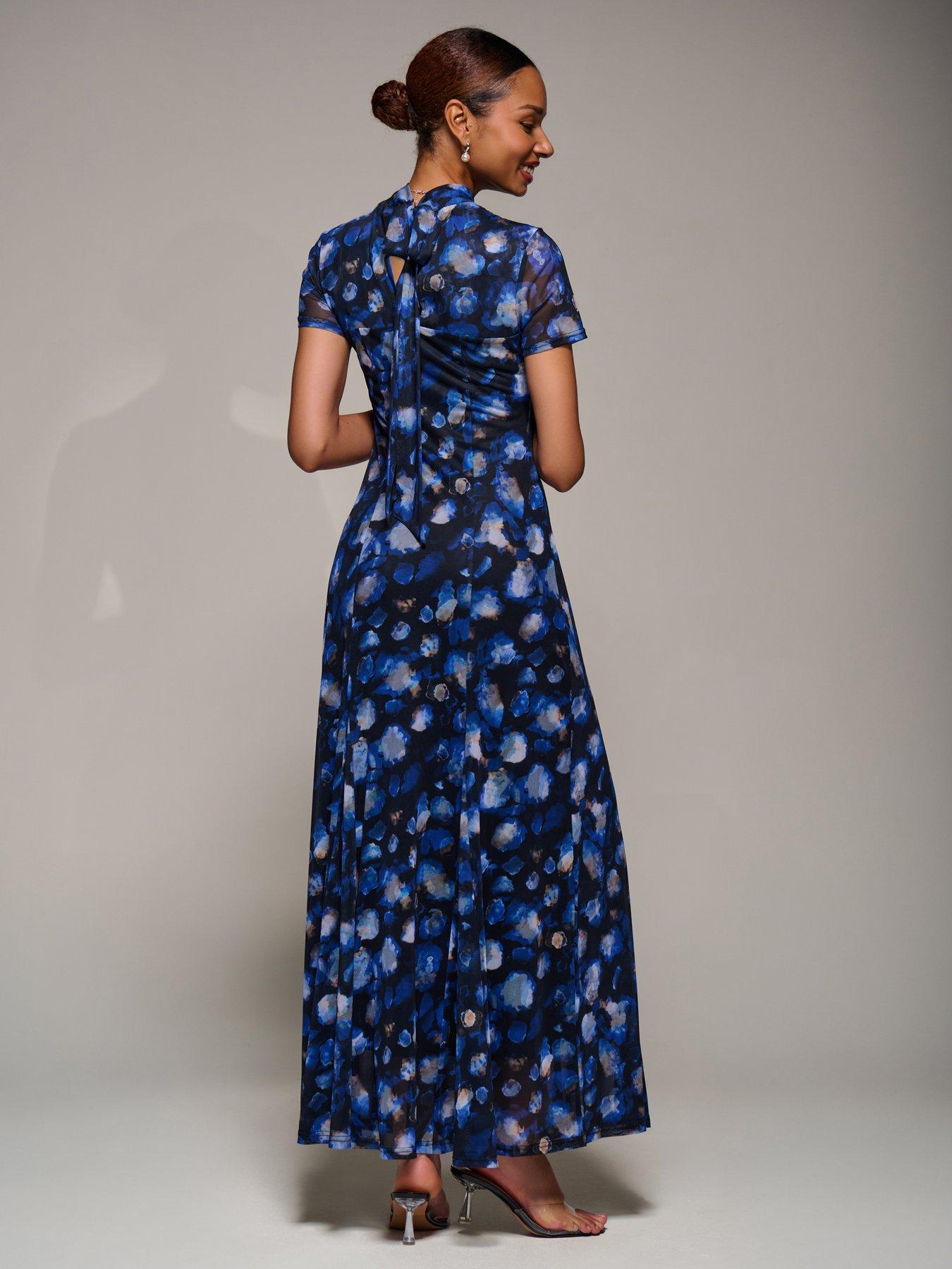 Image 2 of 7 of Jolie Moi Turtle Neckline Mesh Maxi Dress
