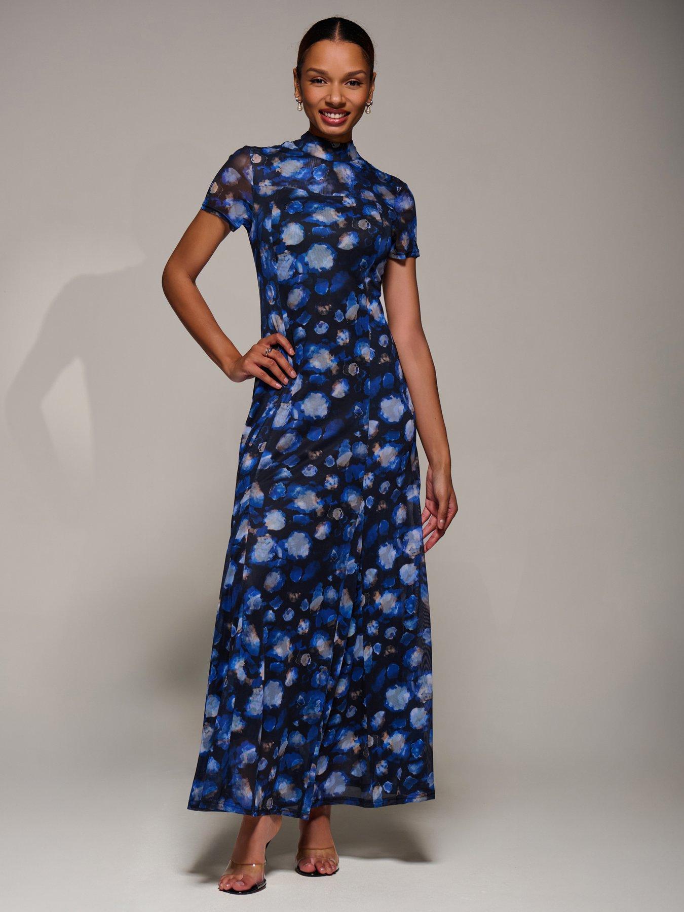 Image 3 of 7 of Jolie Moi Turtle Neckline Mesh Maxi Dress