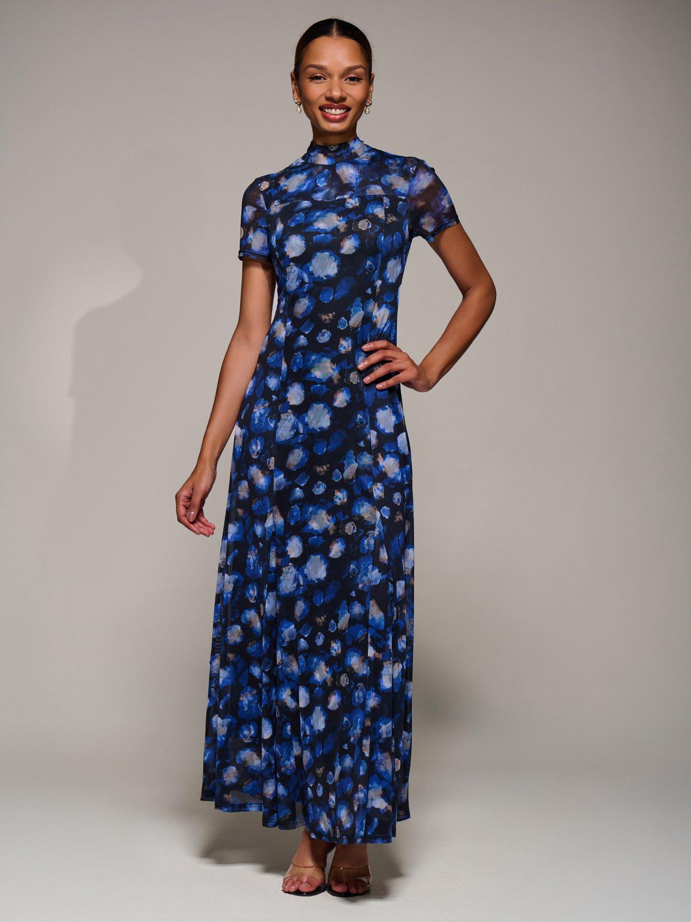 Image 7 of 7 of Jolie Moi Turtle Neckline Mesh Maxi Dress