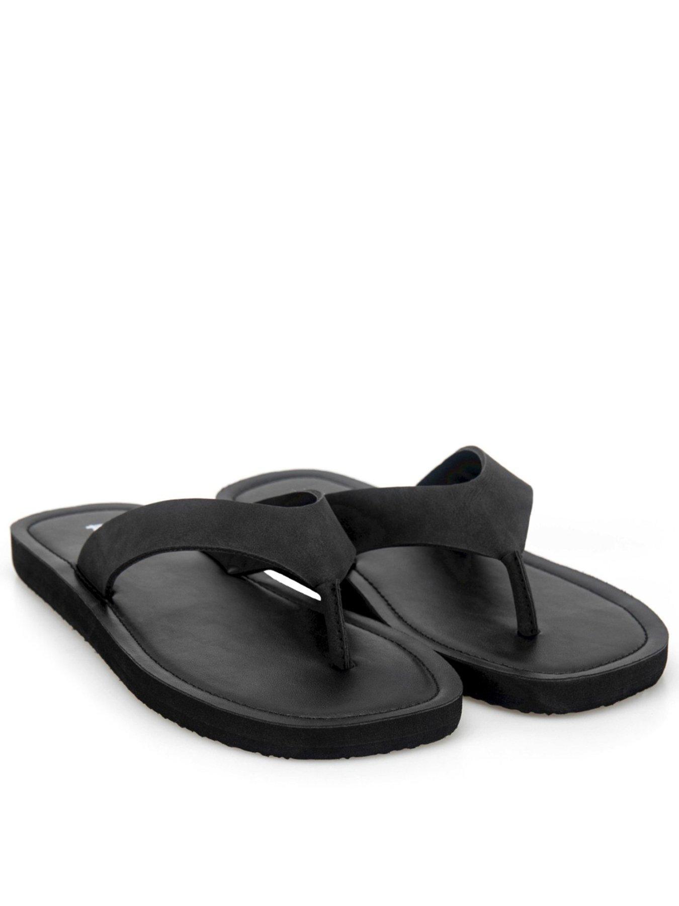totes-totes-ladies-square-toe-faux-suede-flip-flop-black