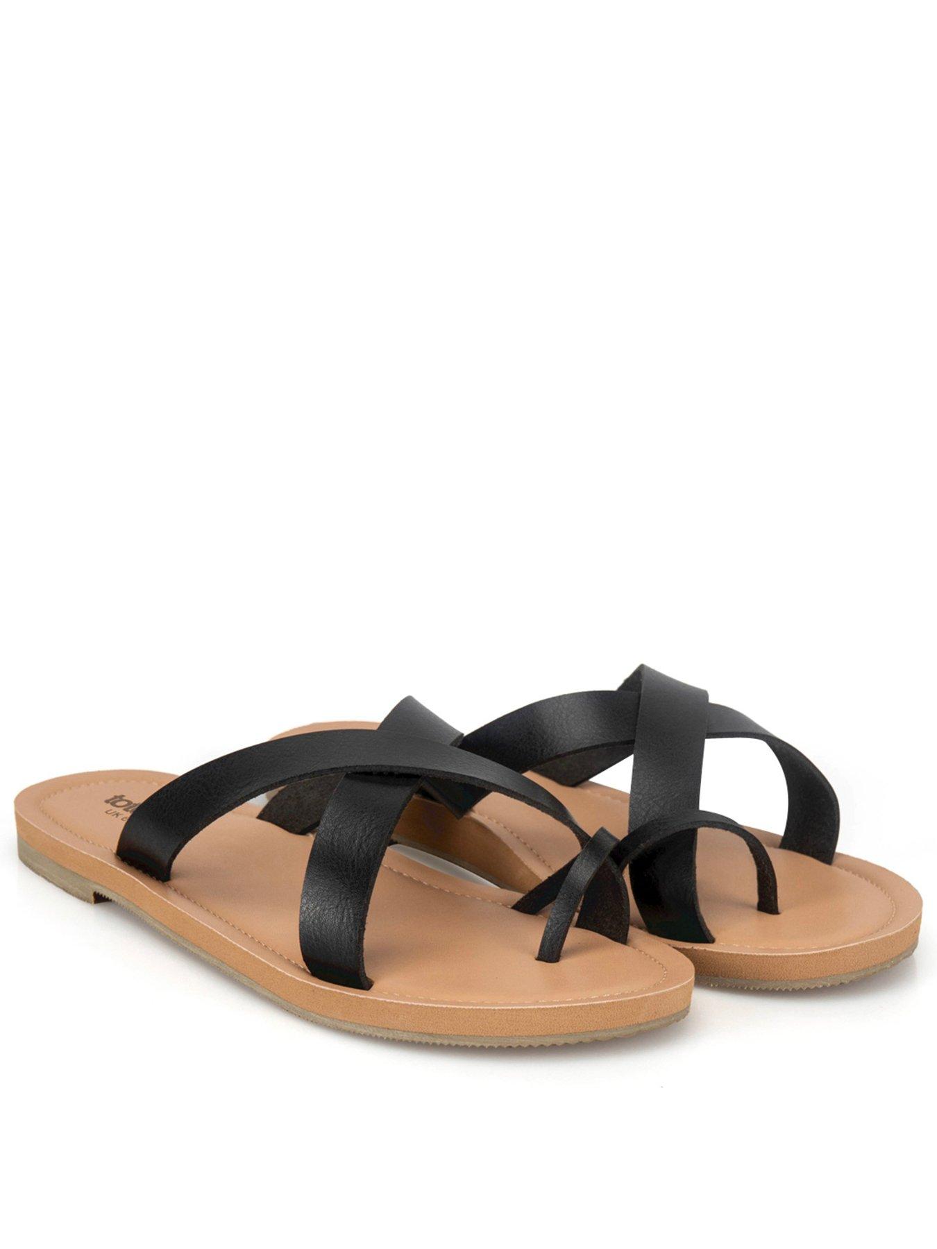 TOTES Totes Ladies Toe Post Strap Sandal - Black