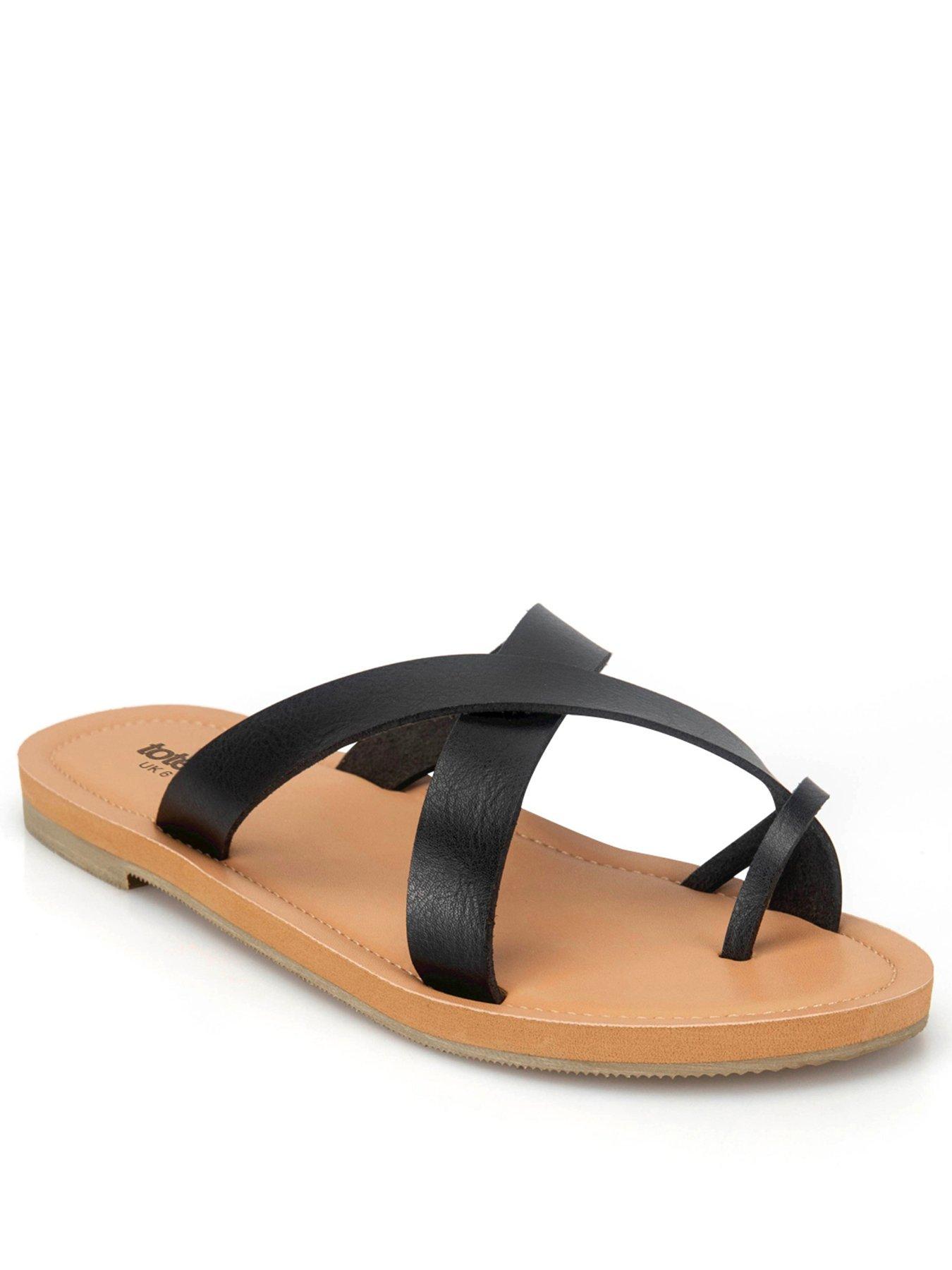 totes-totes-ladies-toe-post-strap-sandal-blackstillFront