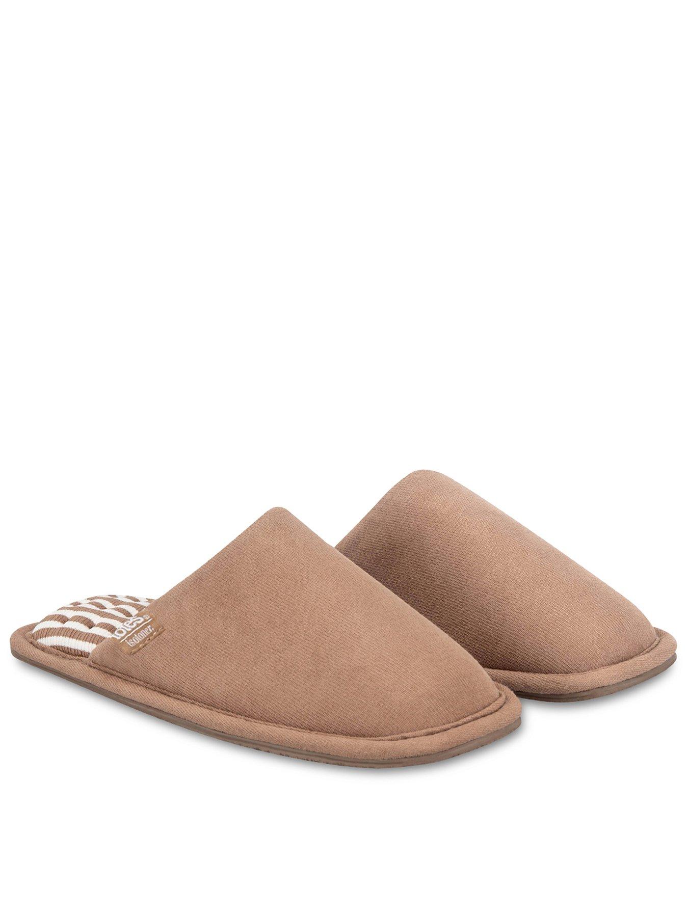 Totes Isotoner Isotoner Ladies Square Toe Stripe Mule Slipper - Mink Brown