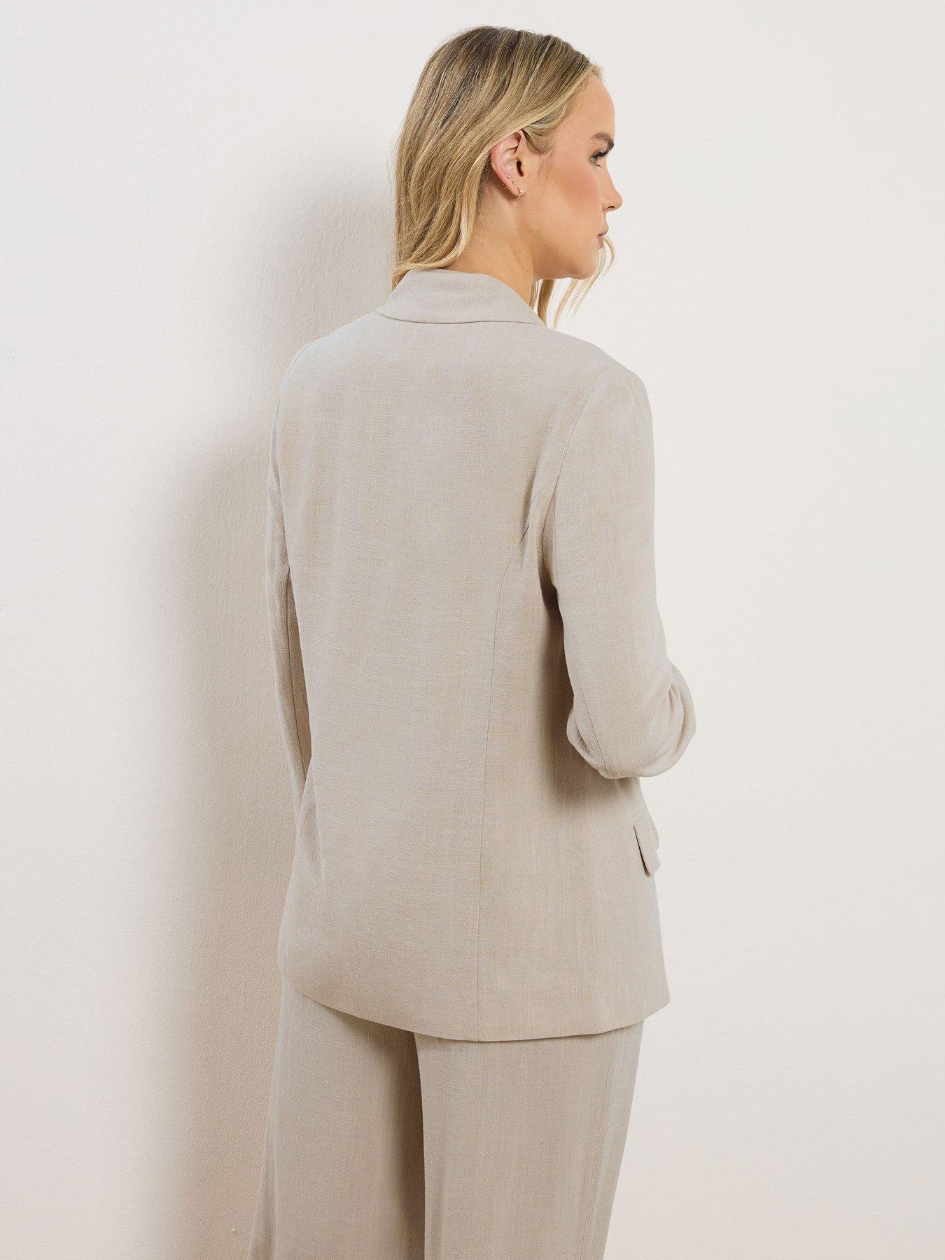 Image 2 of 5 of Long Tall Sally Linen Blend Blazer - Cream