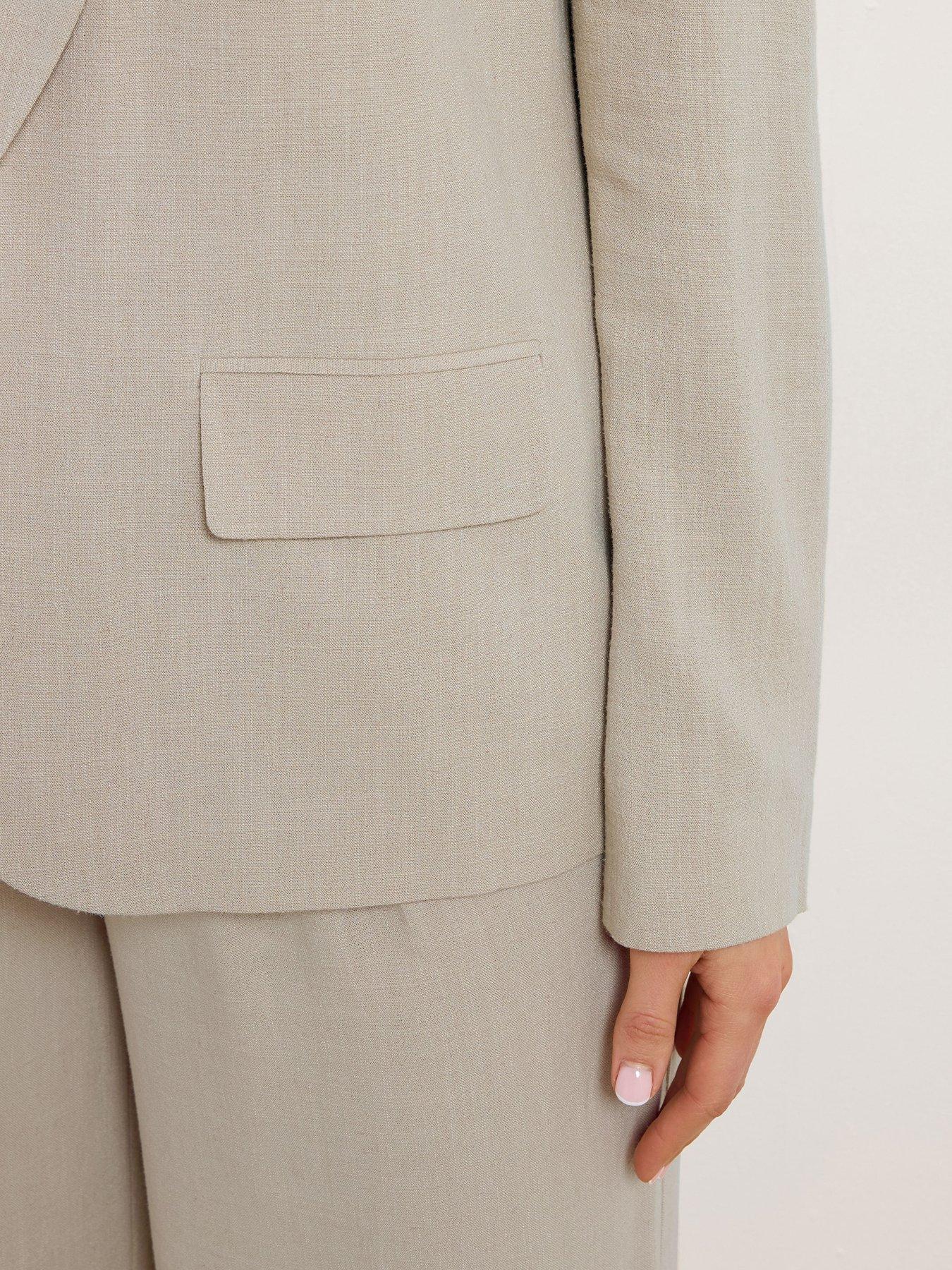 Image 4 of 5 of Long Tall Sally Linen Blend Blazer - Cream