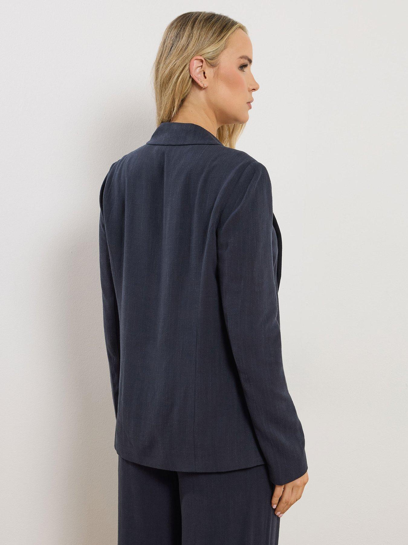 Image 2 of 6 of Long Tall Sally Linen Blend Blazer - Blue