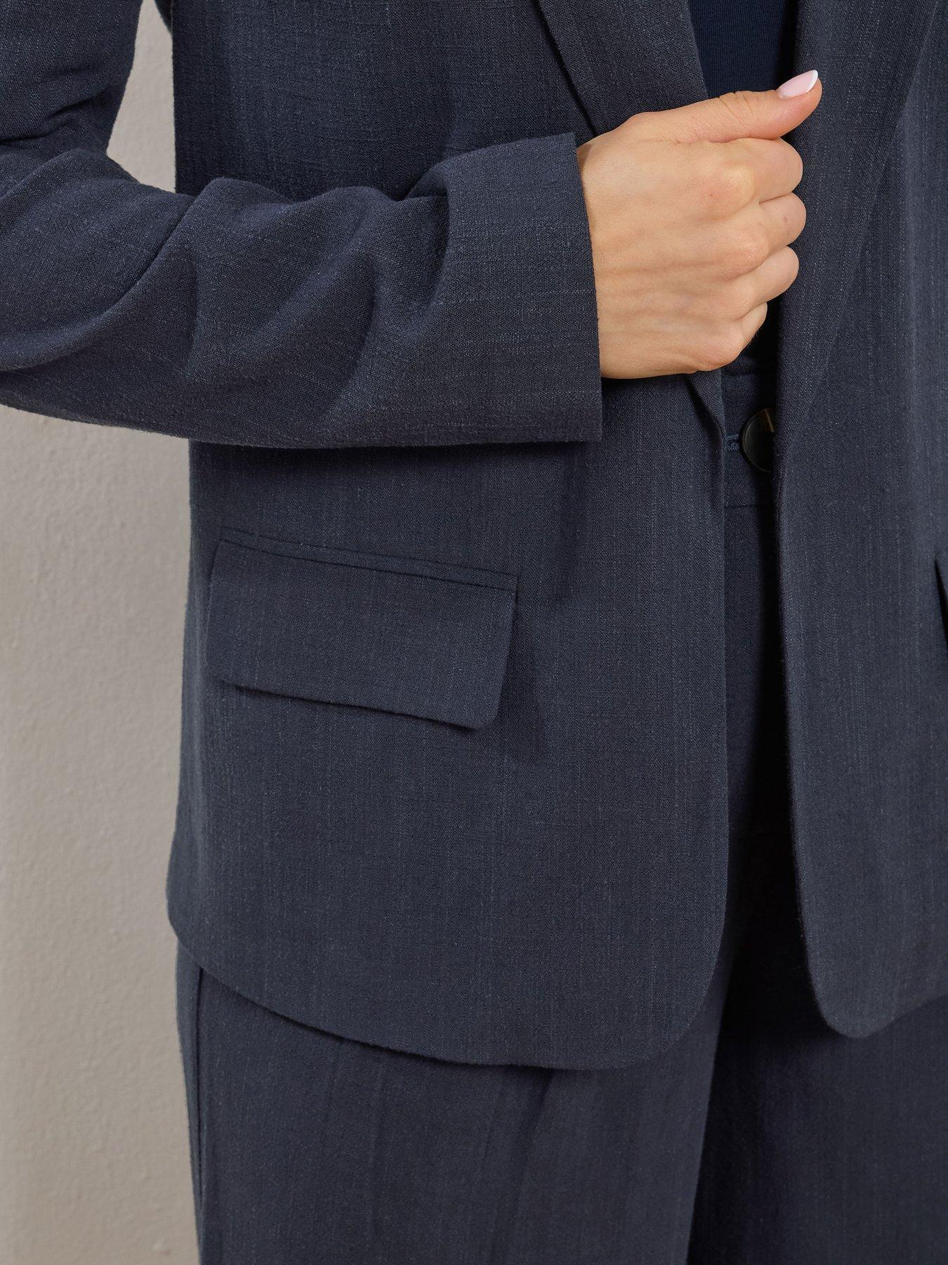 Image 5 of 6 of Long Tall Sally Linen Blend Blazer - Blue