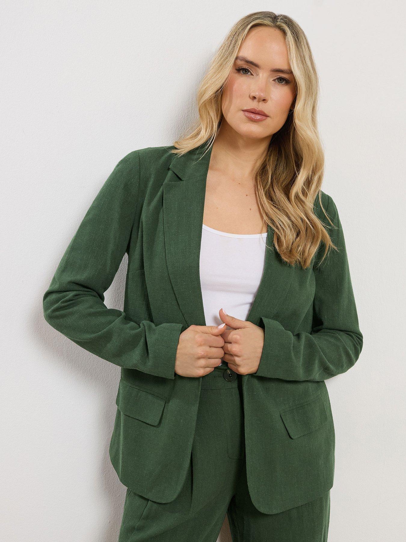 Image 1 of 5 of Long Tall Sally Linen Blend Blazer - Green