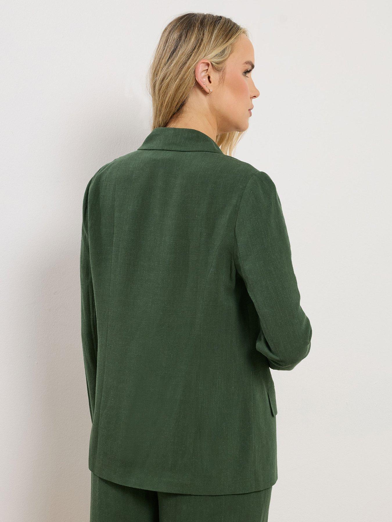 Image 2 of 5 of Long Tall Sally Linen Blend Blazer - Green