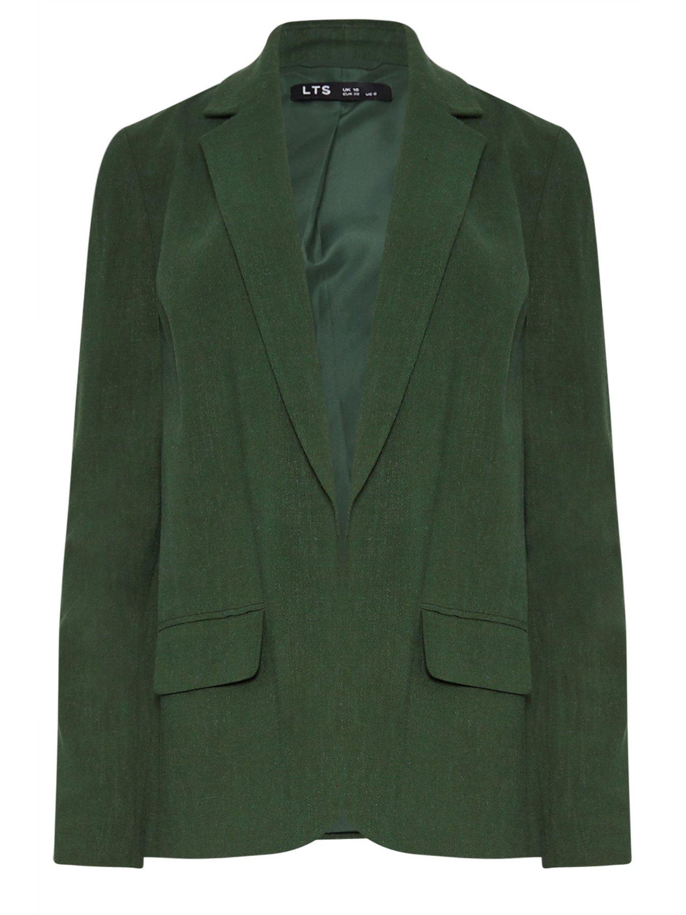 Image 5 of 5 of Long Tall Sally Linen Blend Blazer - Green