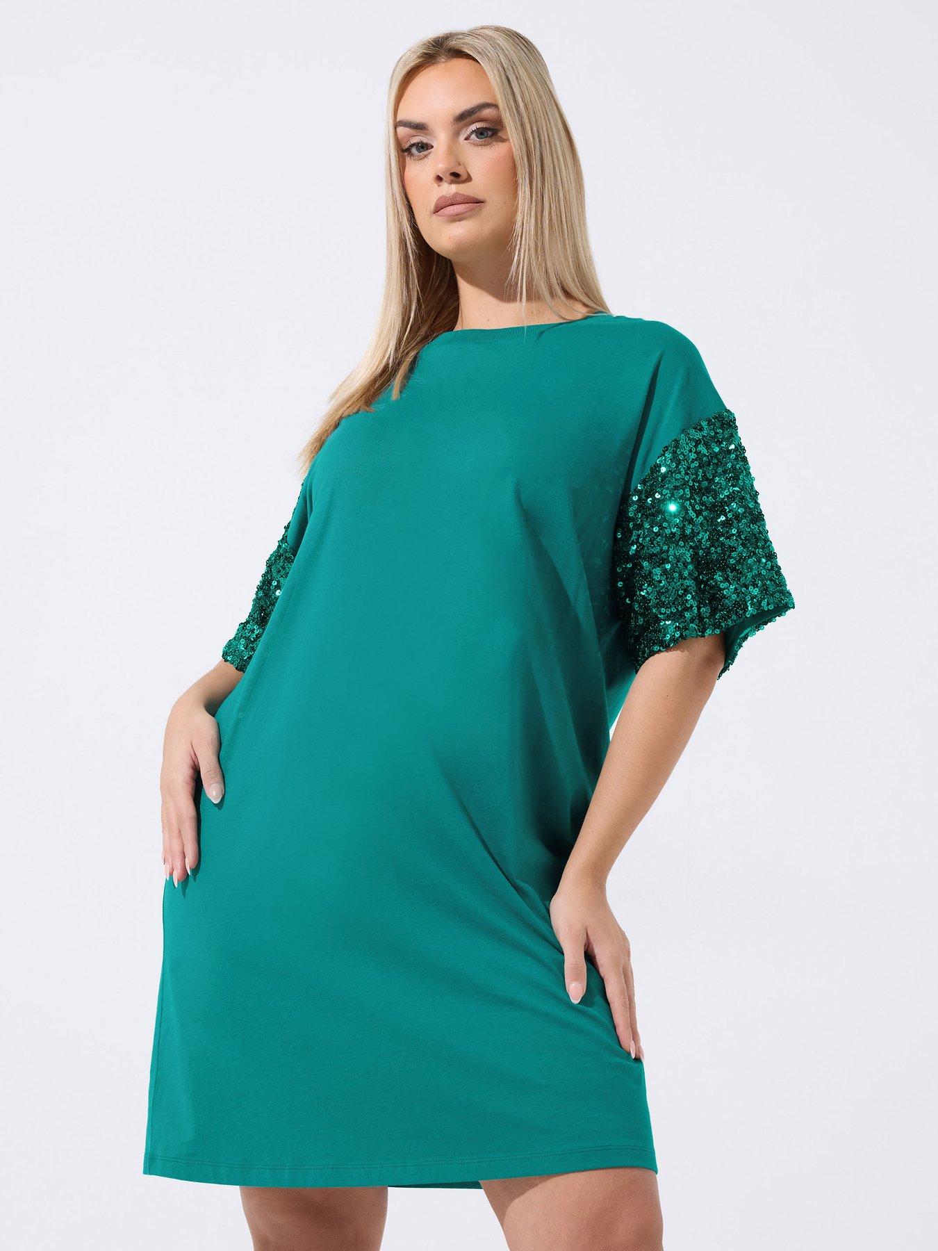 Yours Curve Sequin Sleeve Dress