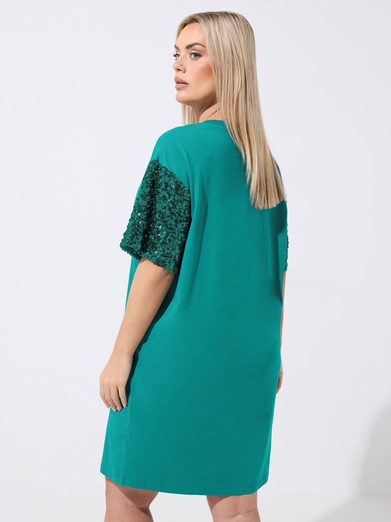 Image 2 of 5 of Yours Curve Sequin Sleeve Dress
