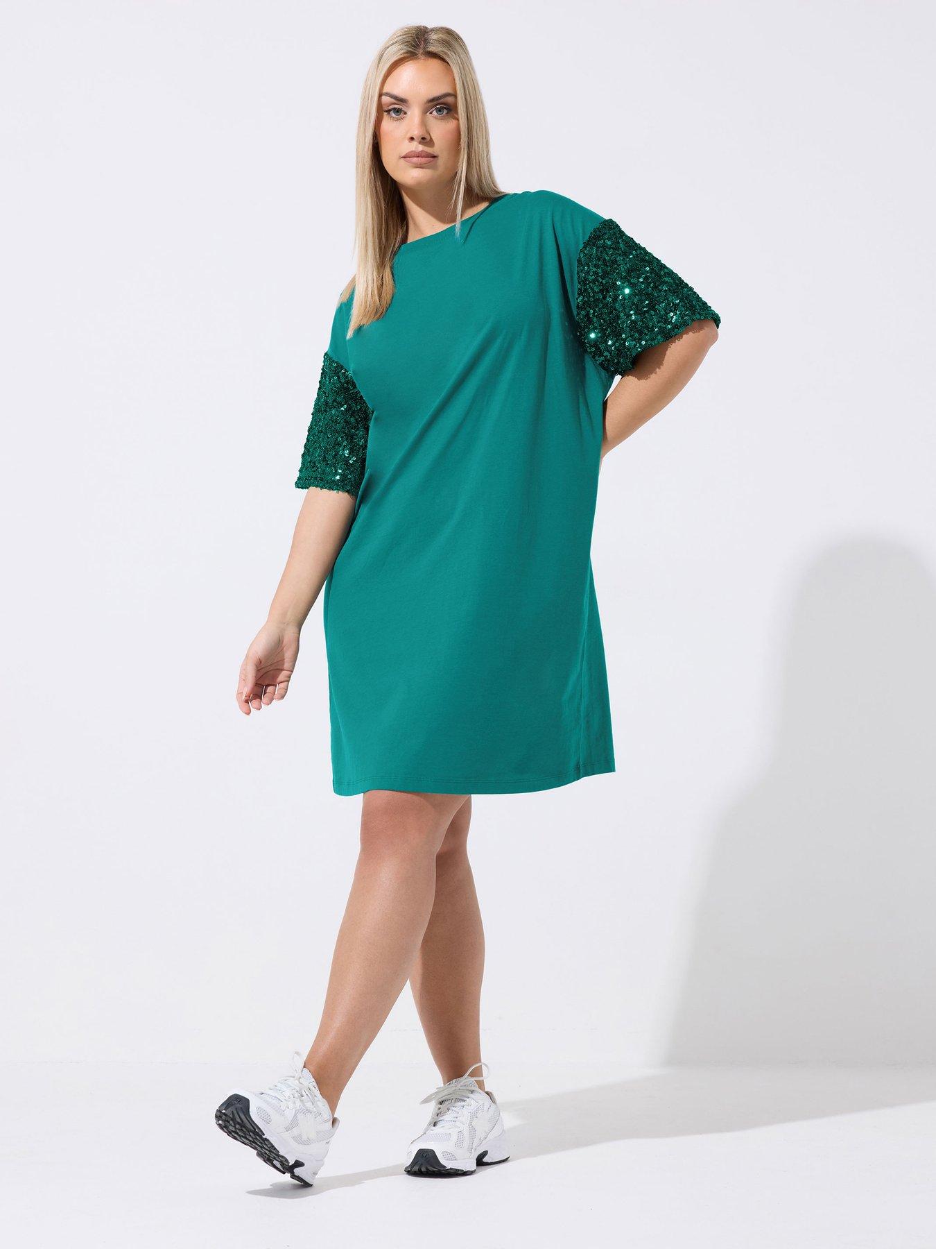 Image 3 of 5 of Yours Curve Sequin Sleeve Dress