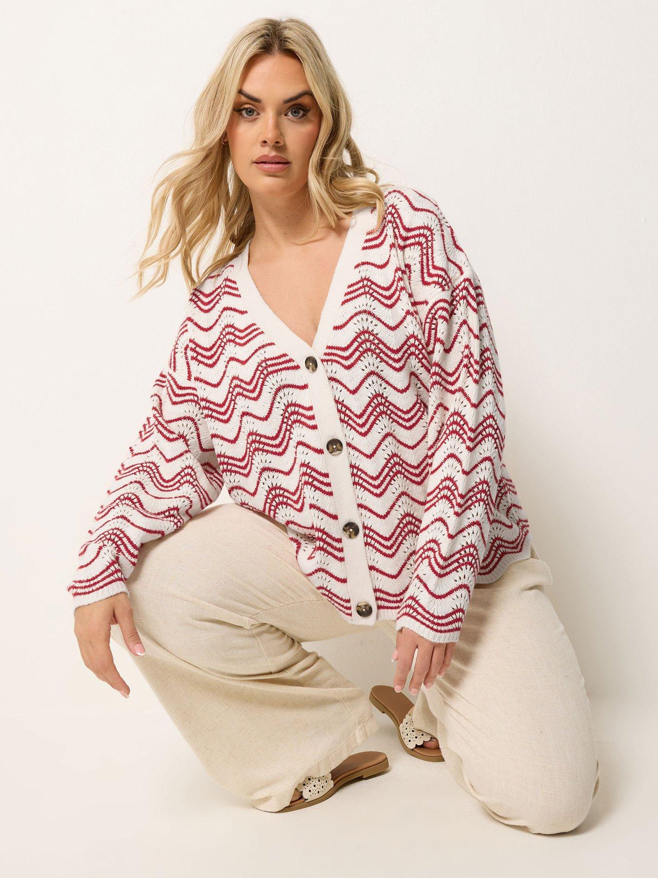 Image 1 of 5 of Yours Curve Wave Pointelle Cardigan