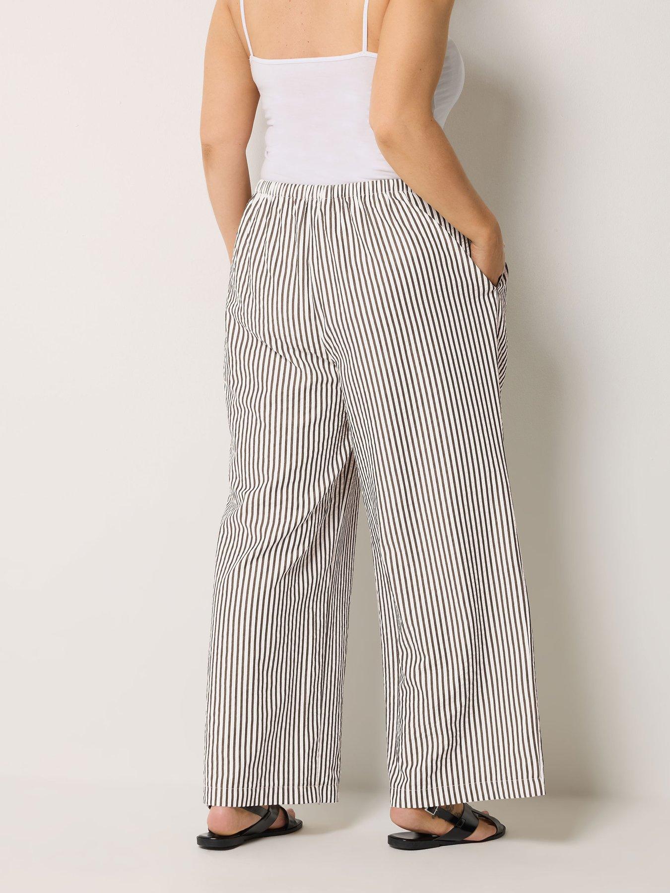 Image 2 of 4 of Yours Curve Crinkle Stripe Trousers