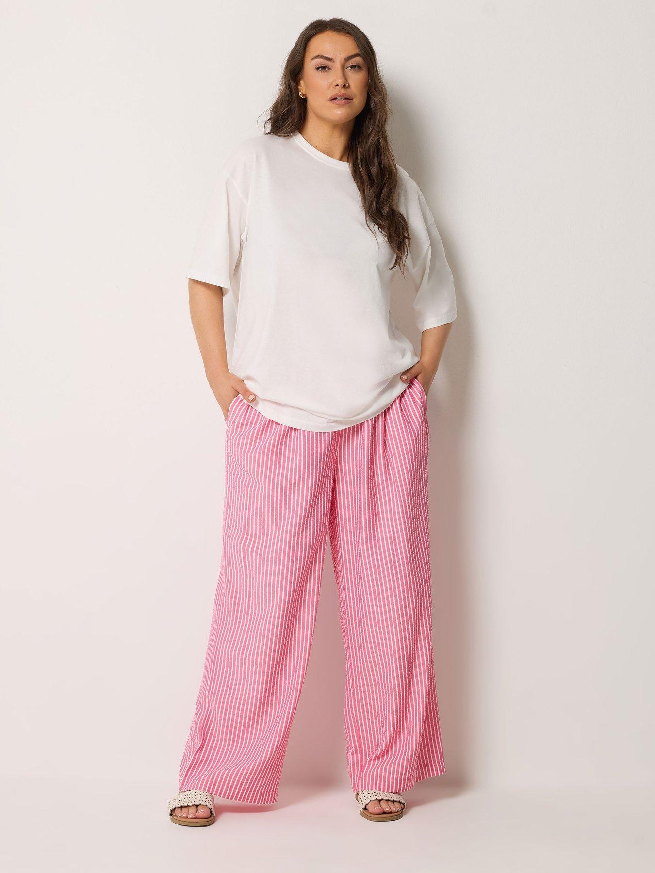 Image 3 of 5 of Yours Curve Crinkle Stripe Trousers