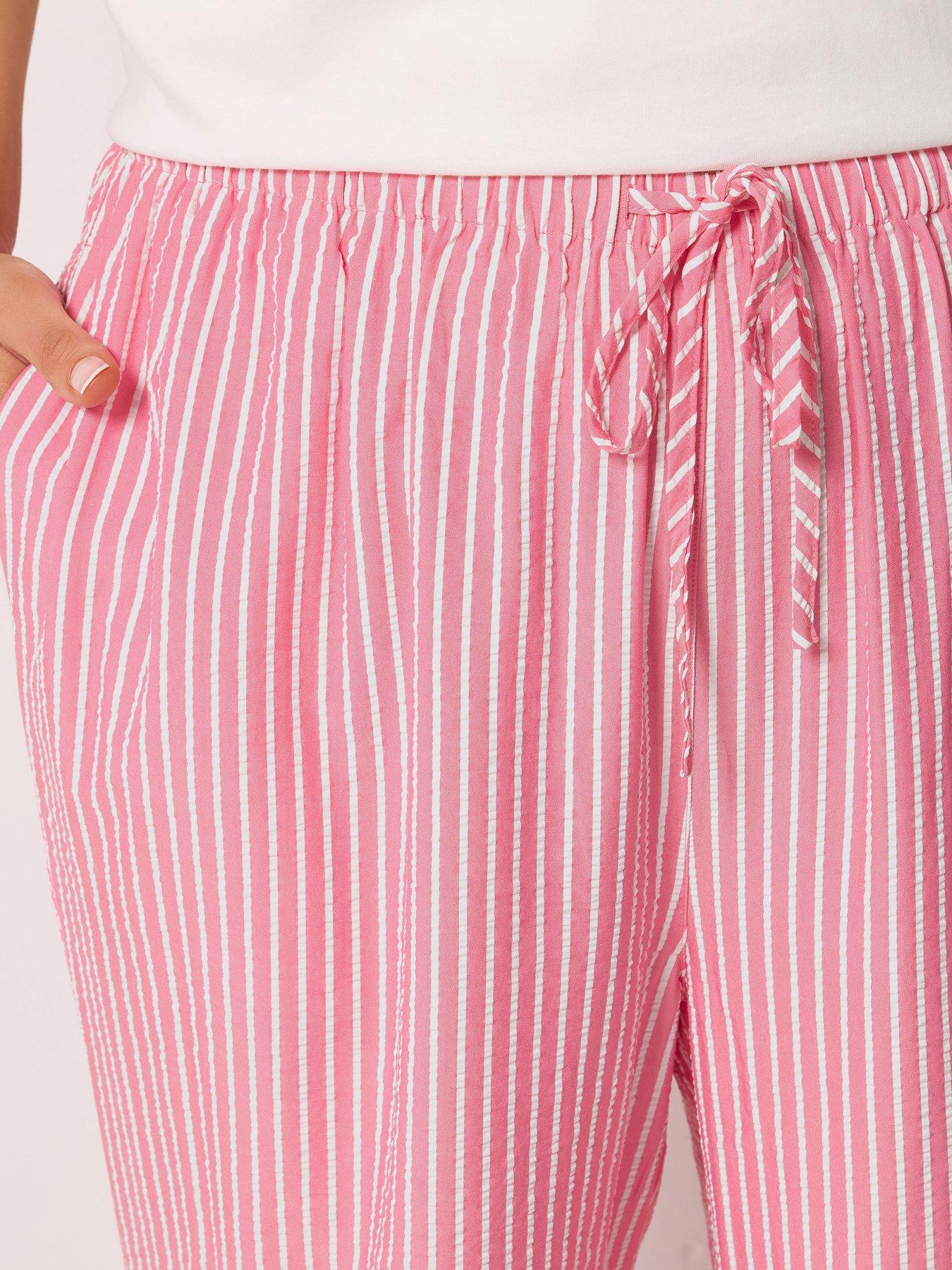 Image 4 of 5 of Yours Curve Crinkle Stripe Trousers