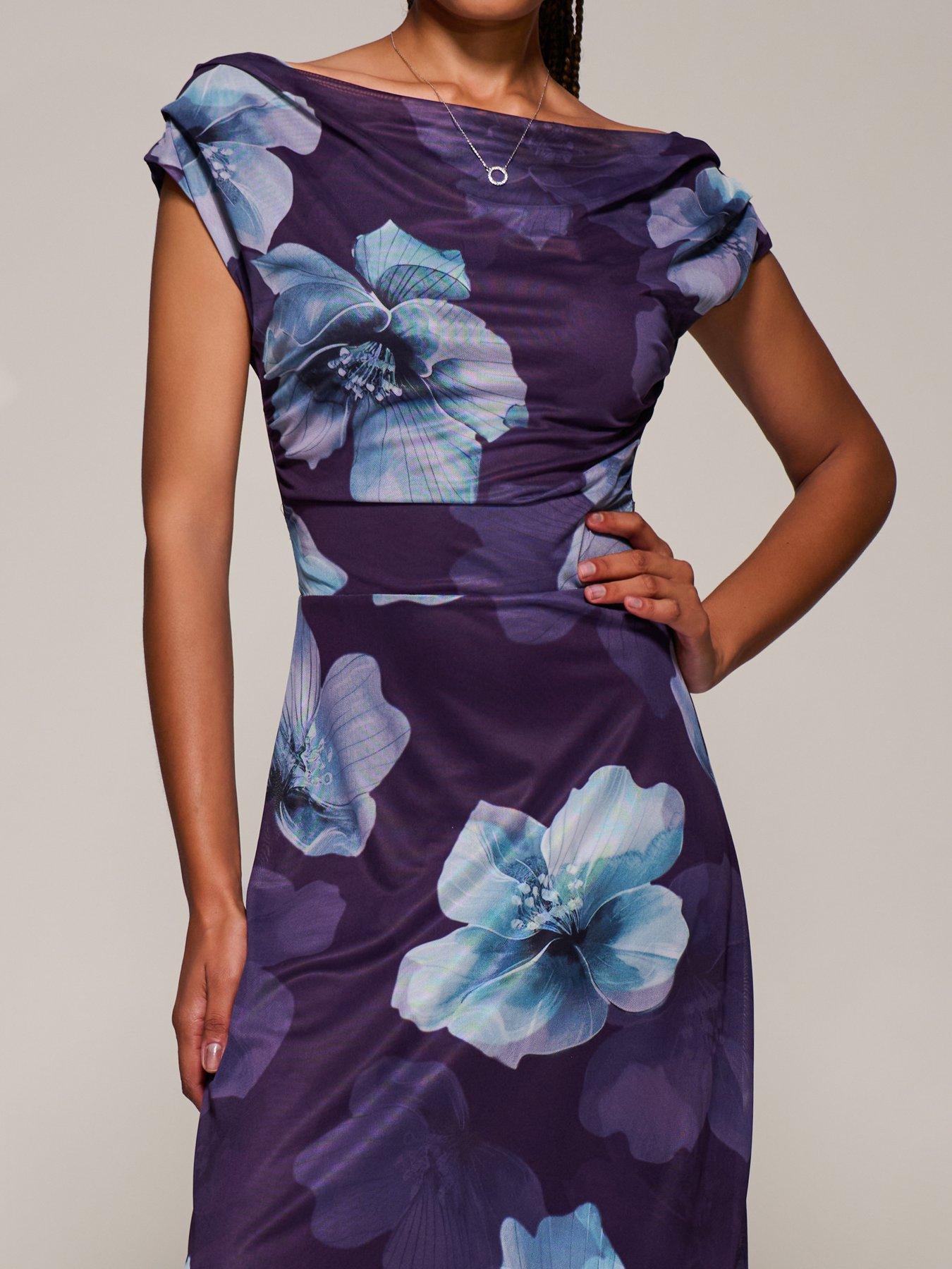 Image 4 of 7 of Jolie Moi Asymmetric Neck Mesh Maxi Dress